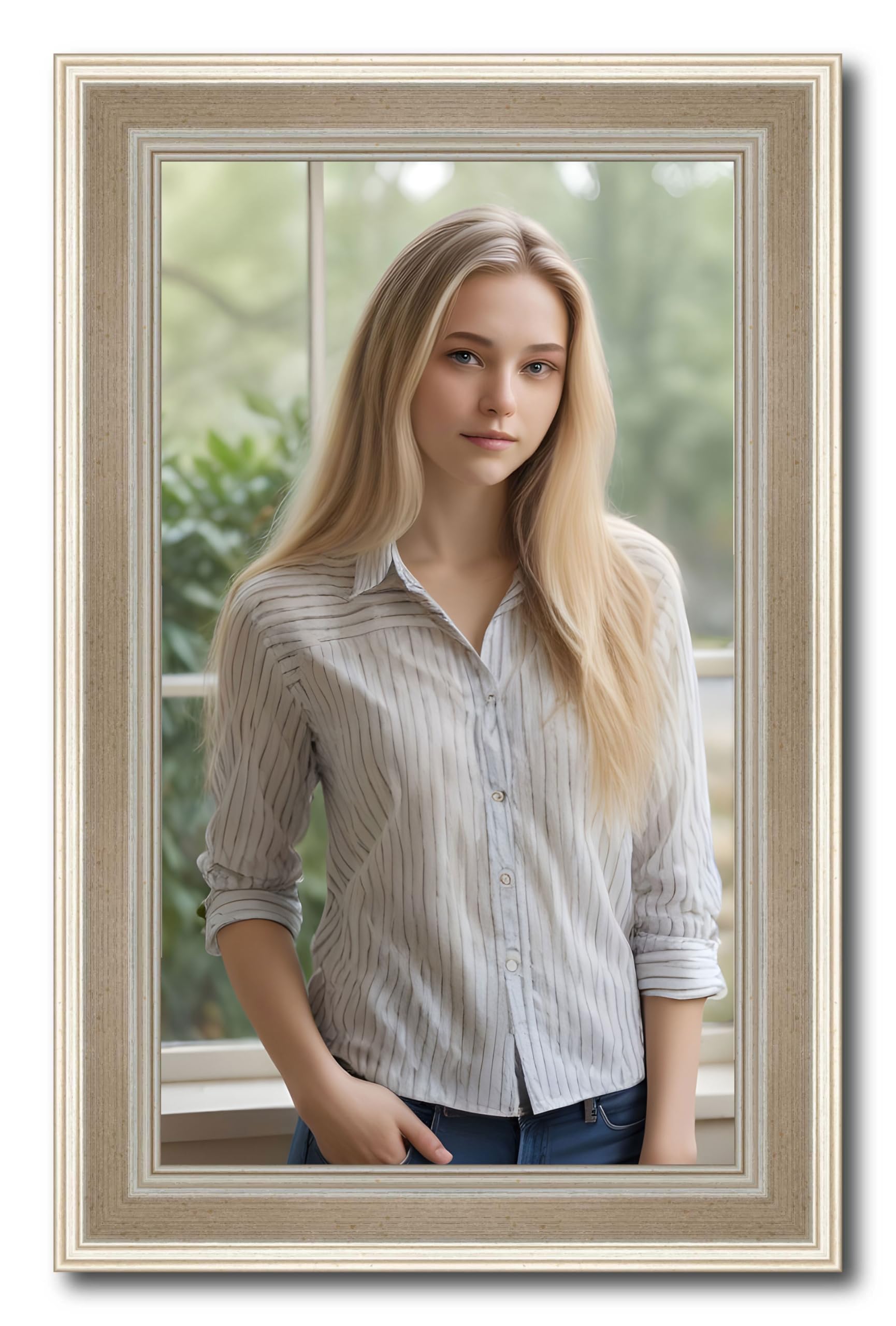 Silver Modern Solid Wood Picture Frame 8x24 Inch - 0.75 Inch Moulding Width with UV Acrylic Plexiglass & Foam Board Backing - Includes Hanging Hardware - Perfect for Posters, Art Prints, and Home Decor