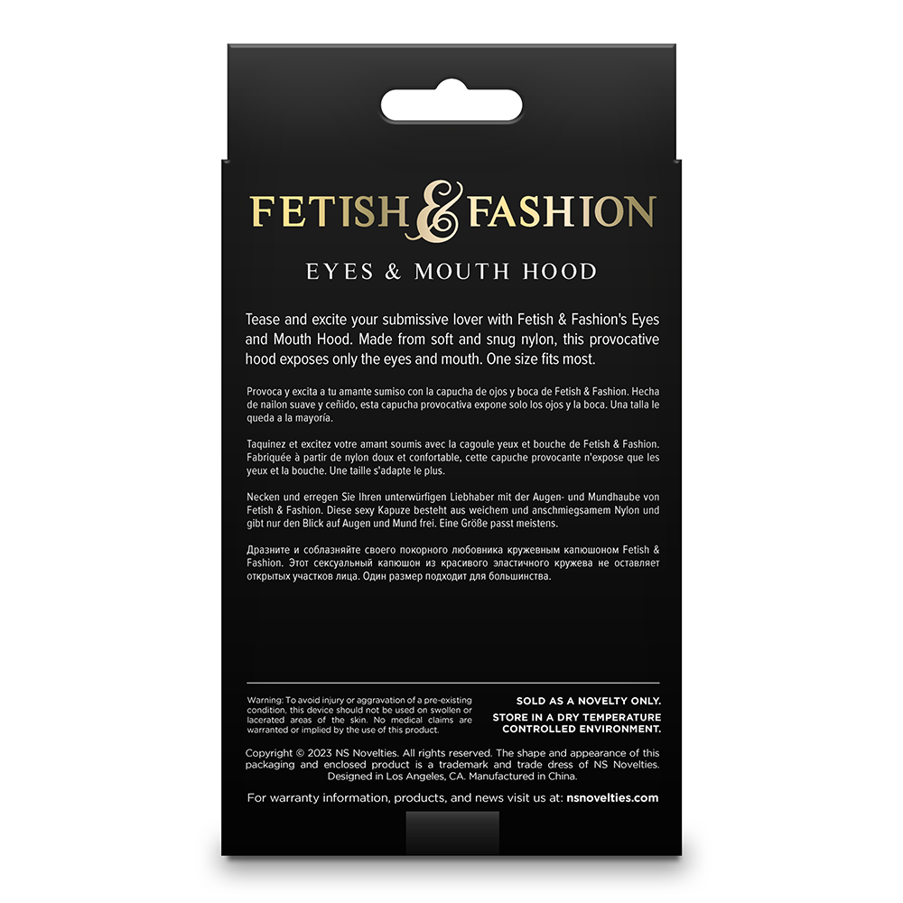 Fetish & Fashion Open Eyes & Mouth Bondage Hood - BDSM Restraint Mask for Sensory Play, Roleplay & Adult Fantasy - Perfect for Erotic Exploration & Fetish Parties