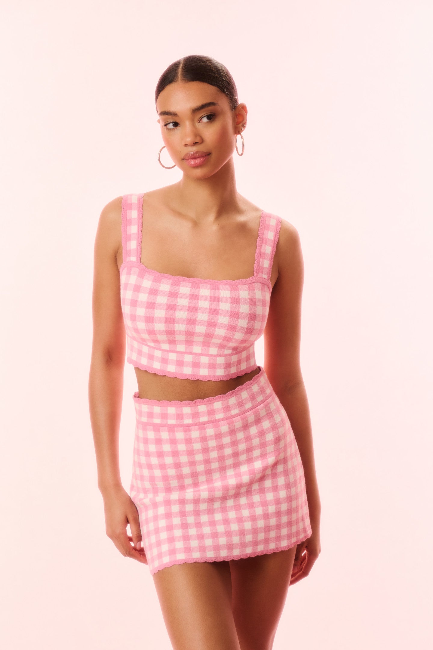 Jessyn Checkered Knit Tank Top for Women - Stylish Summer Casual Wear - Perfect for Beach, Vacation & Everyday Outfits