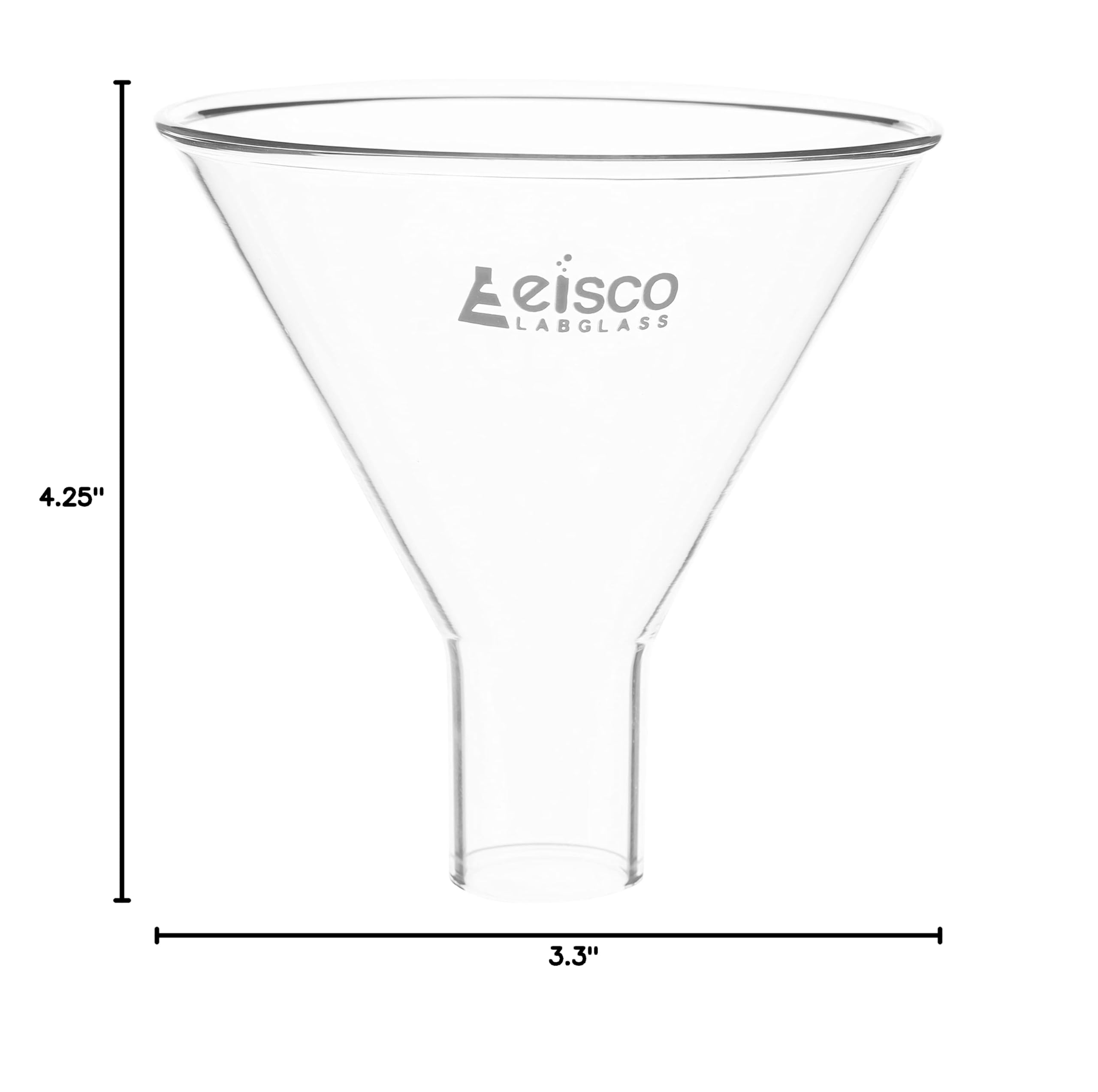 EISCO 85mm Borosilicate Glass Powder Funnel with 60º Angle & 24mm Plain Stem - Ideal for Chemistry Labs, Scientific Experiments & Precise Powder Transfer