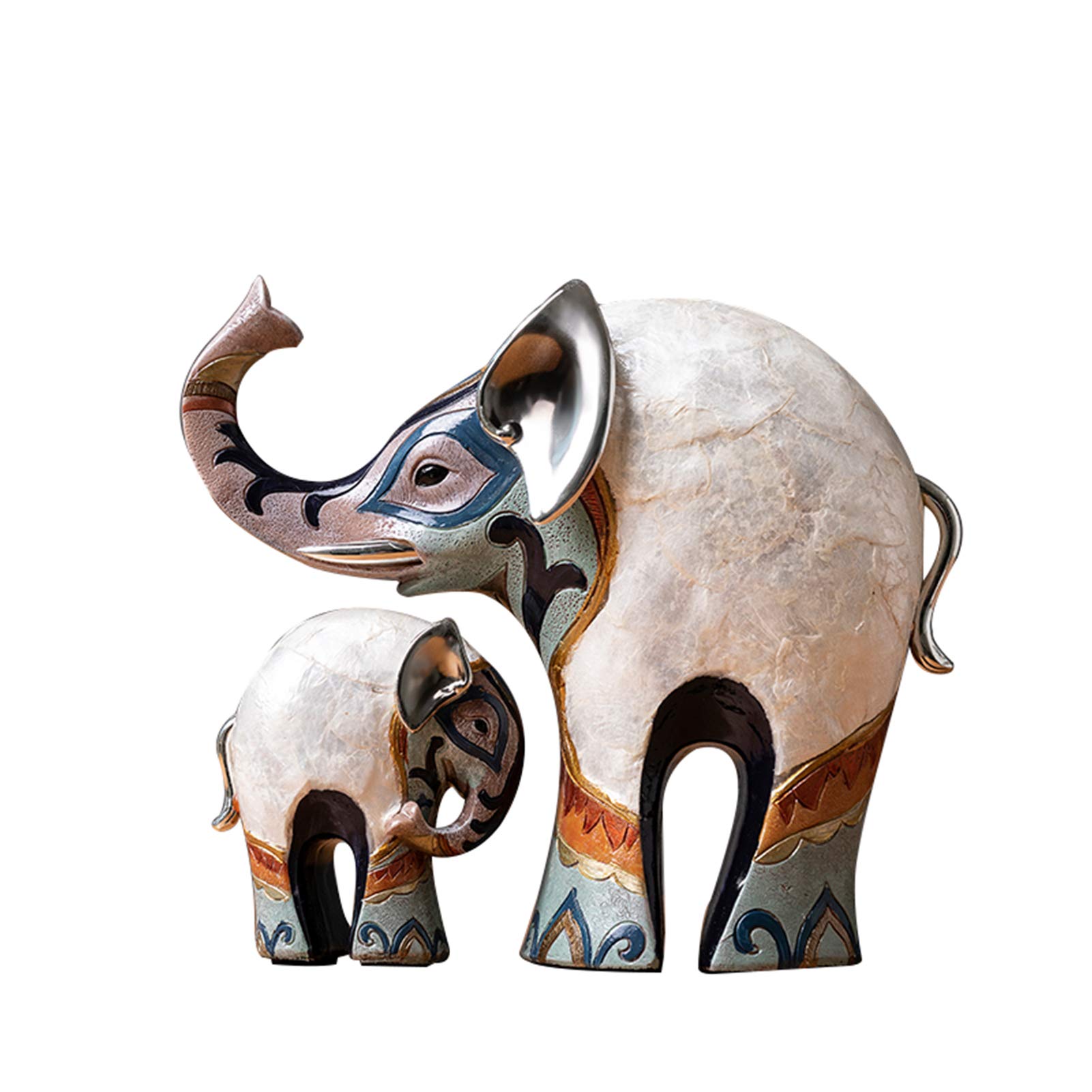 Lucky Elephant Statue Decor - 2 Pack Elegant Elephant Figurines with Raised Trunk for Home Office Decoration, Housewarming Gift & Birthday Celebration (Color Options) - Perfect for Feng Shui Decor, Living Room Centerpiece and Good Luck Gift