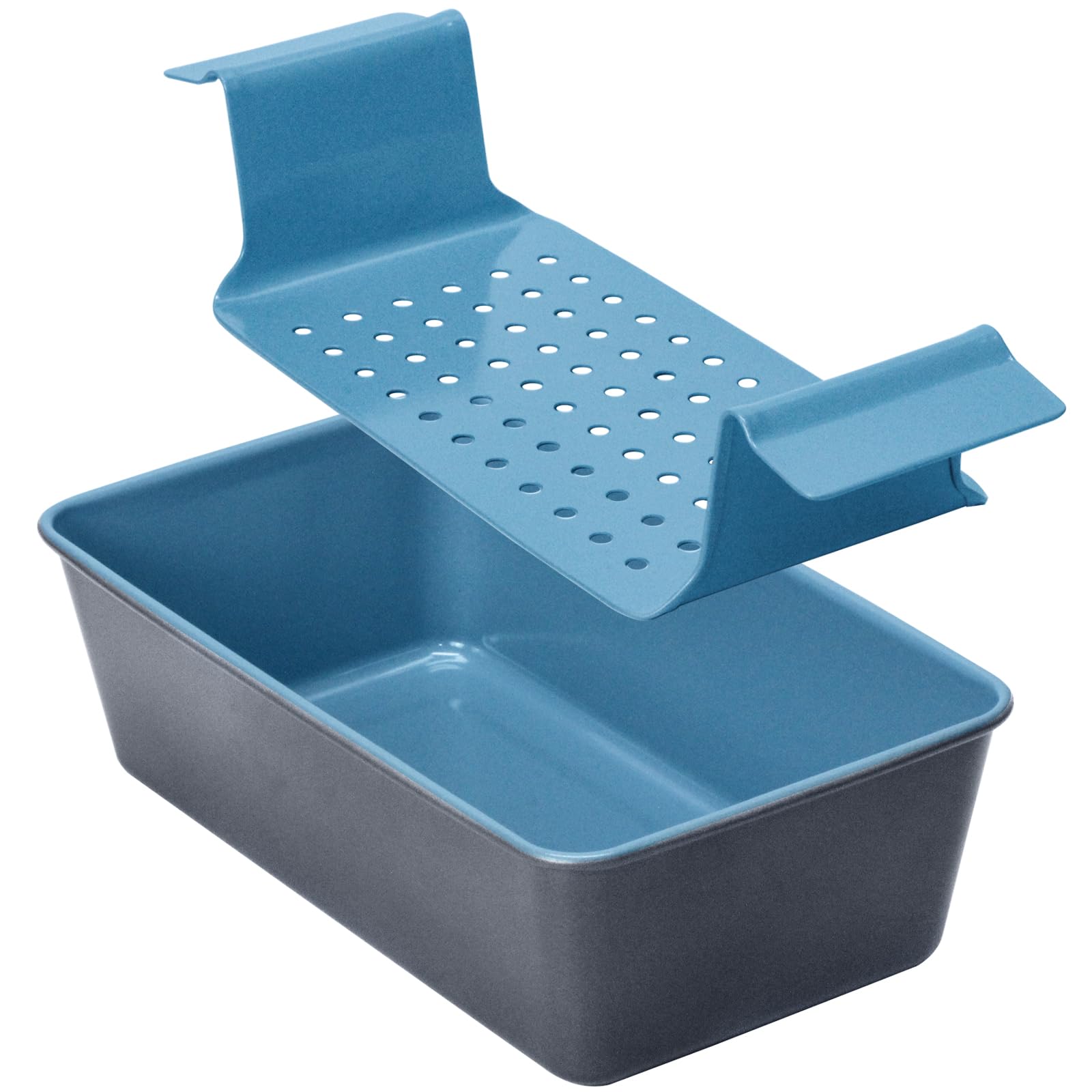 Nonstick Meatloaf Pan with Drain Tray - 9.8 x 5.7 Inch Bicolor Loaf Pan Set for Baking Meatloaf, Homemade Banana Bread, and Cakes - Oven Safe & Easy Clean - Perfect for Family Dinners and Holiday Baking (Blue)