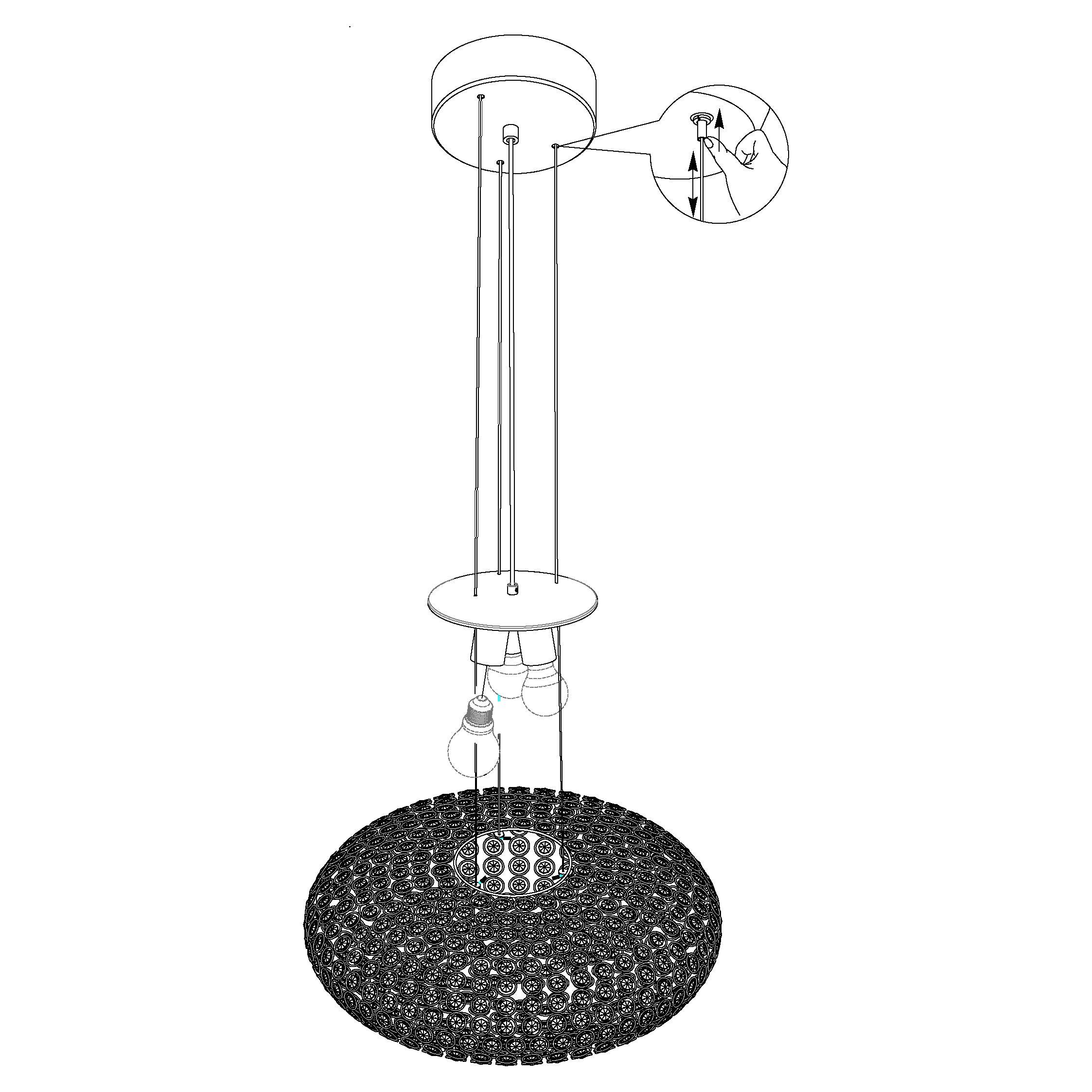 Eglo Clemente 54cm Oval Chrome & Clear Glass Crystal Ceiling Pendant Light Fixture - Perfect for Dining Room, Kitchen Island, or Entryway Lighting