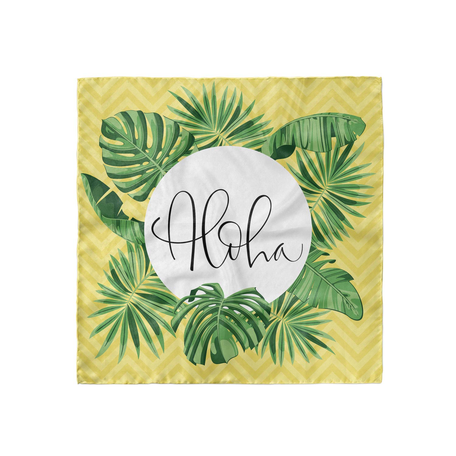Ambesonne Aloha Hair Scarf - Pencil Drawing Leaves & Zigzags Head Wrap for Women, Boho Beach Accessory, Summer Headband for Vacation, Pool Party, Yoga, and Outdoor Activities