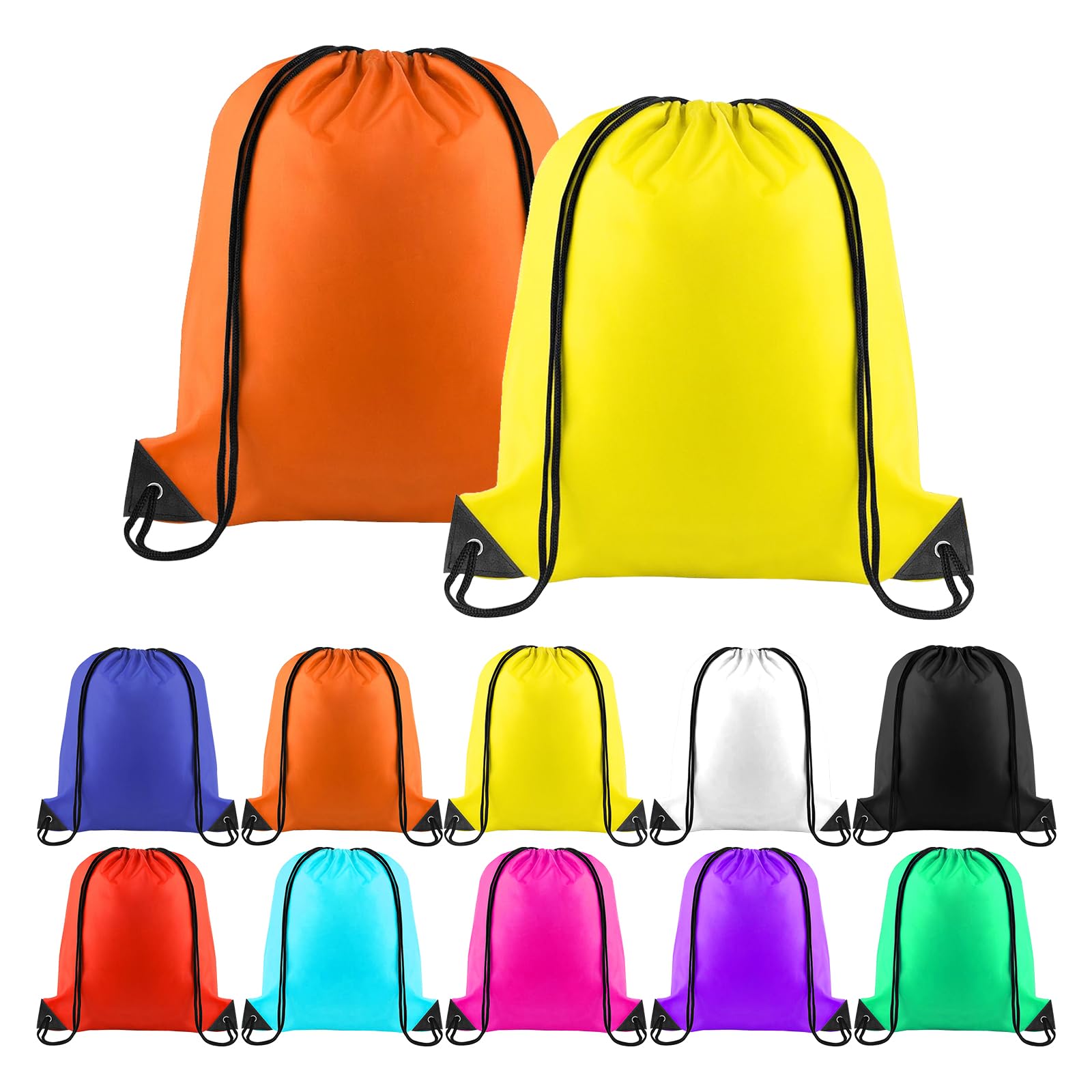 10 Pack Drawstring Backpacks - Bulk Cinch Tote Sports Bags for Gym, Travel & Storage | Durable Polyester String Backpack for Men Women Kids | Perfect for School, Beach, Shopping & Sports Events