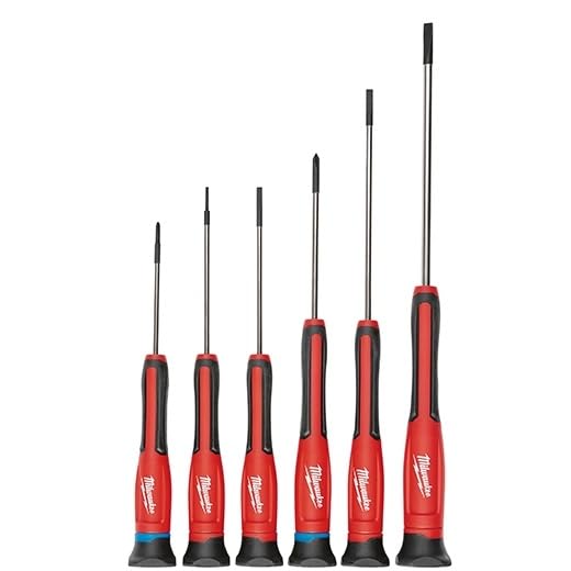 Milwaukee 48-22-2606 6-Piece Precision Screwdriver Set with Magnetic Tips - Ideal for Electronics, Jewelry, and Small Appliance Repairs