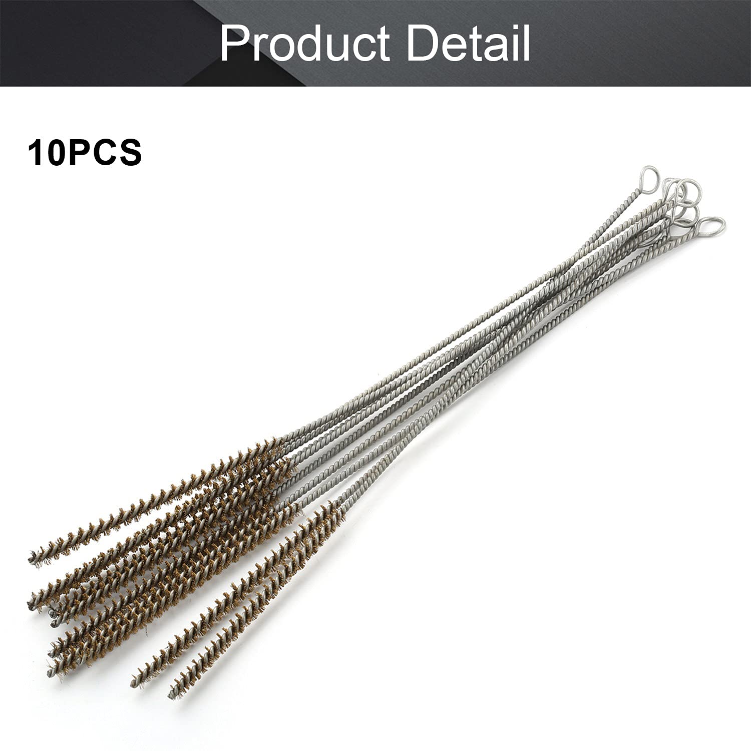 Utoolmart Copper Wire Cleaning Brush - 10pcs Spiral Power Tube Brushes (0.2-inch Diameter, 12-inch Length) for Deep Cleaning Bottles, Tubes & Narrow Spaces | Ideal for Plumbing, HVAC, Home & Industrial Use