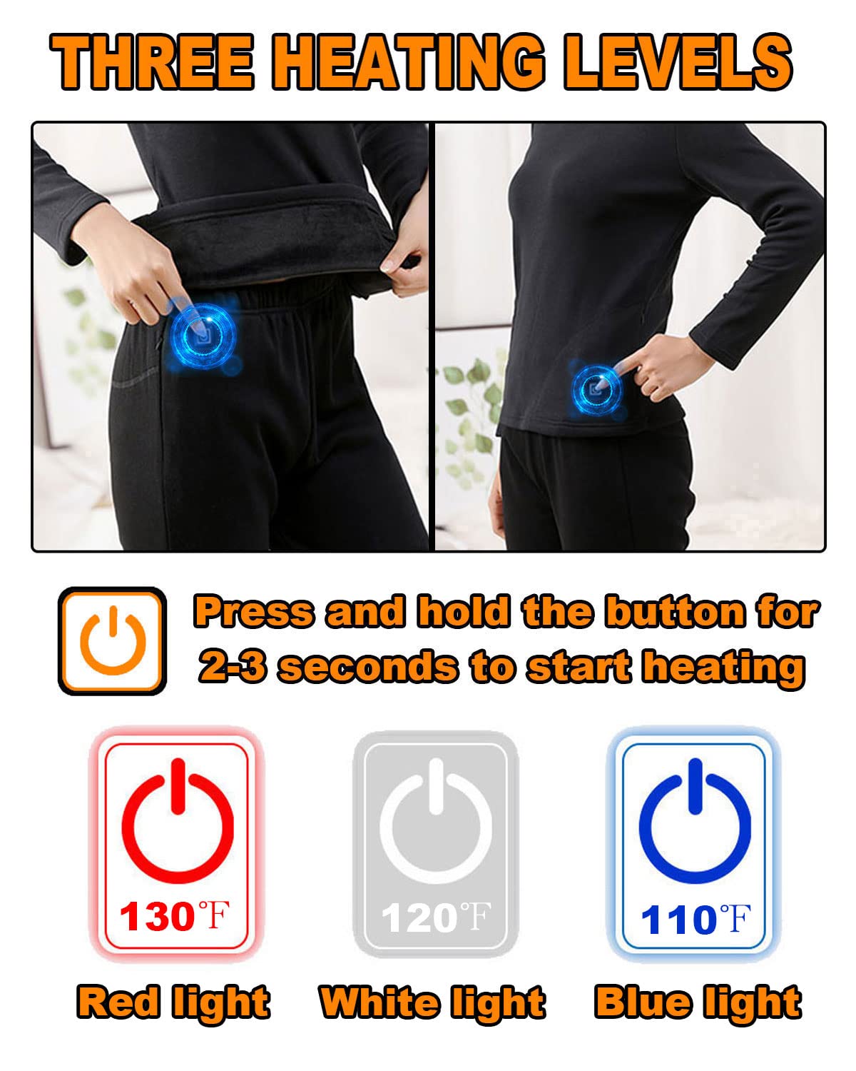 Electric Heated Thermal Underwear Set for Women - USB Rechargeable with 8 Heating Pads, Adjustable & Machine Washable - Perfect for Winter Sports, Outdoor Activities & Cold Weather Comfort