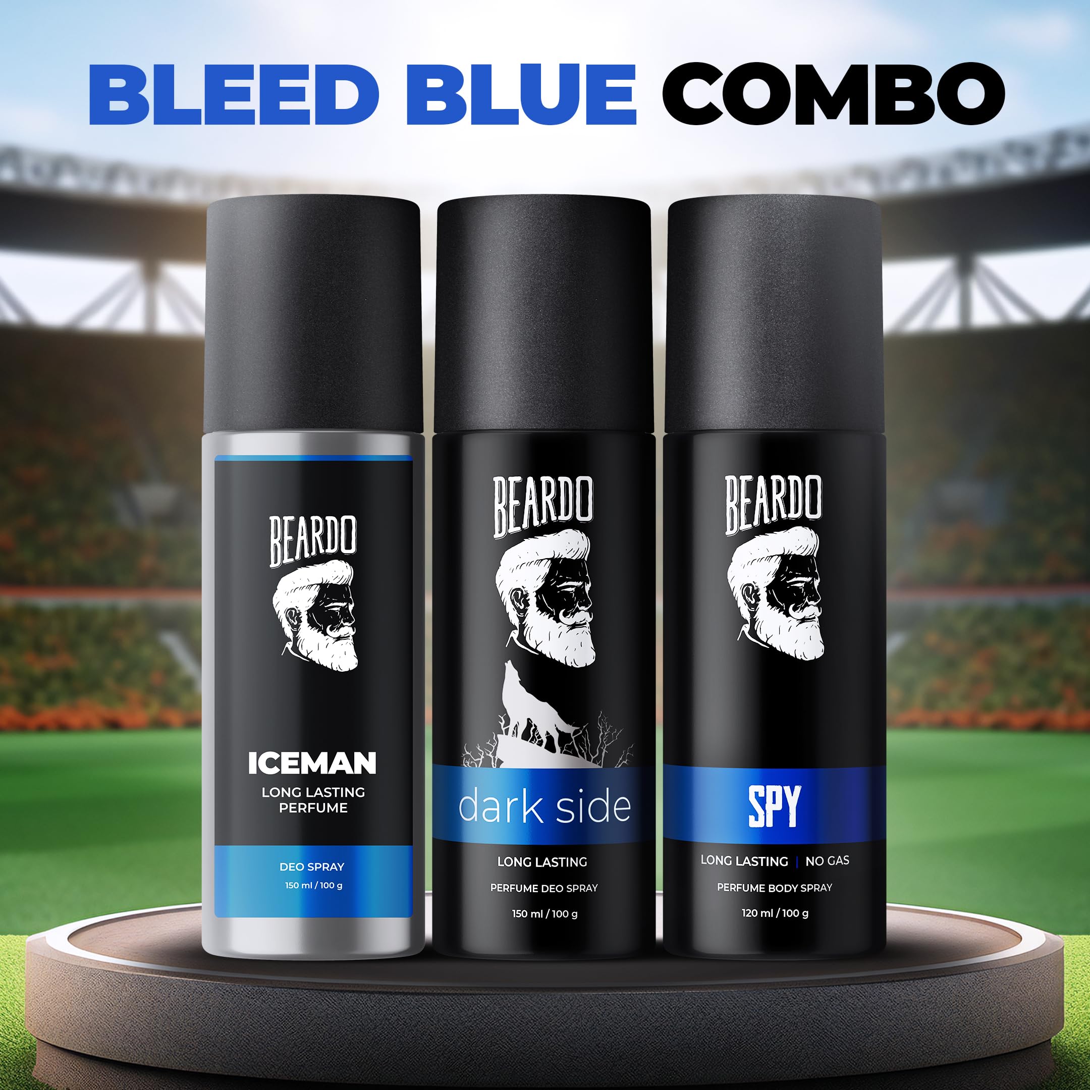 Beardo Iceman, Darkside & Spy Perfume Body Spray Set for Men - 3 Pack Long Lasting Aromatic Deodorant | Fresh Scent Cologne Gift for Him | Perfect for Date Night, Christmas & Special Occasions | Ideal Gift for Boyfriend, Husband & Friends