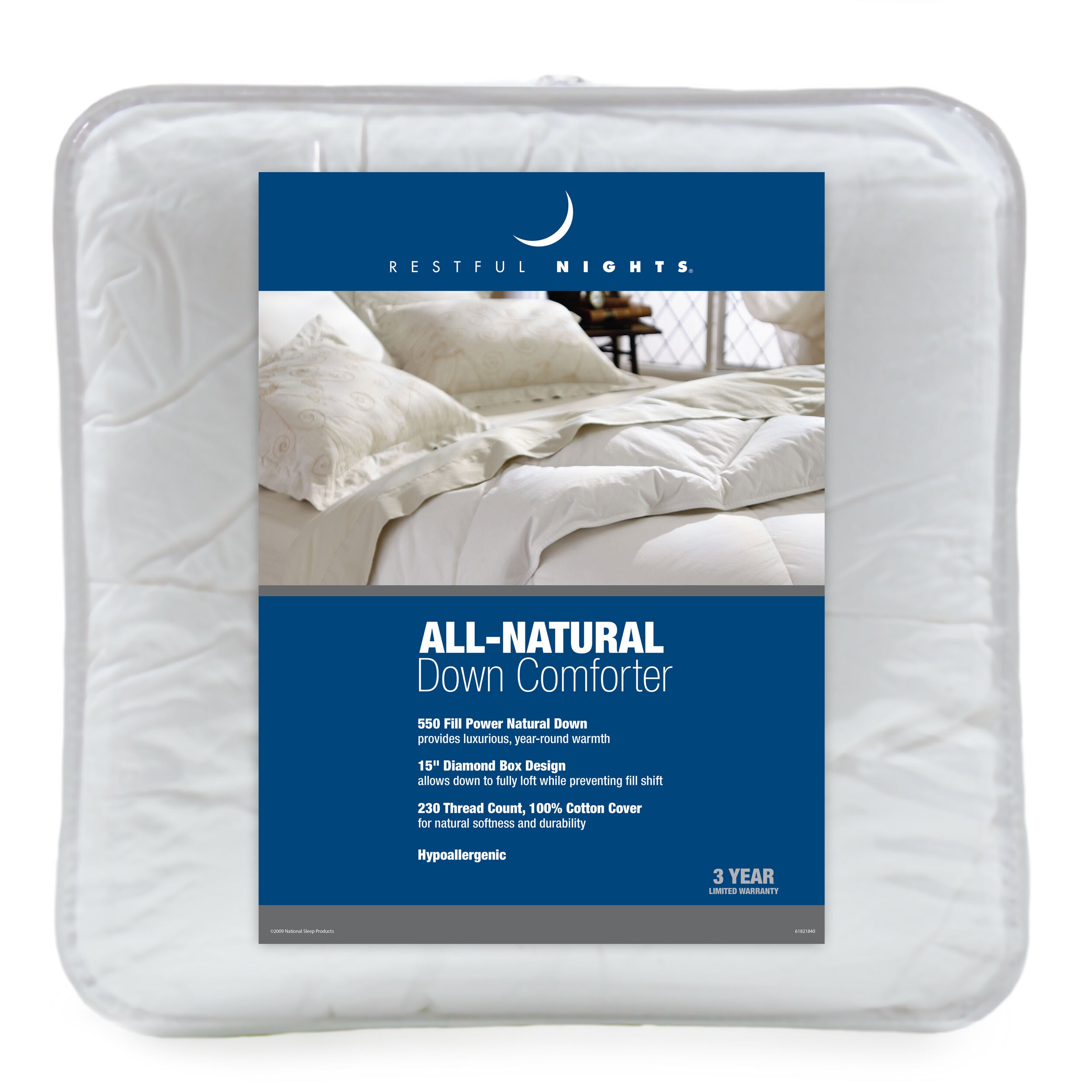 Restful Nights All Natural Down Comforter - Hypoallergenic & Breathable for Year-Round Comfort | Perfect for Bedroom, Guest Room & Cozy Nights