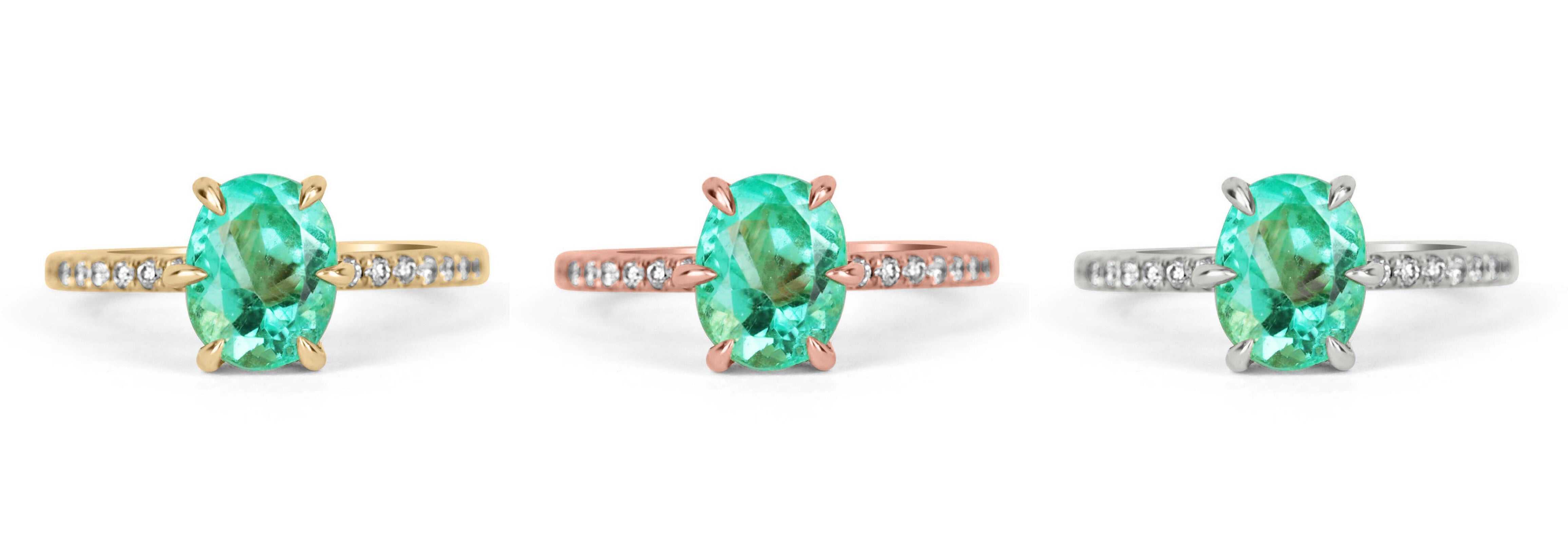 2.15tcw Oval Colombian Emerald & Diamond Accents 14K Gold Engagement Ring for Women - Perfect for Proposals, Anniversaries & Special Occasions
