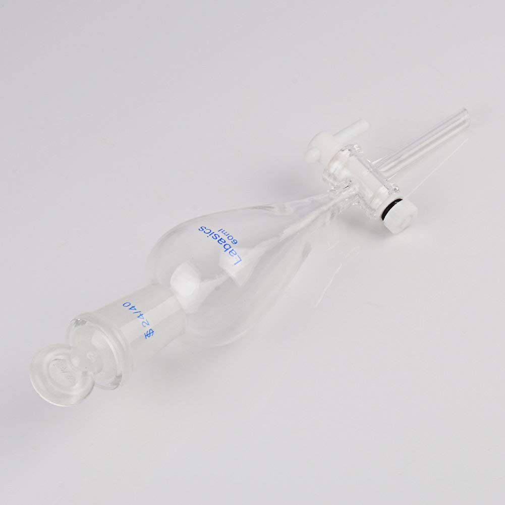 Labasics 60ml Borosilicate Glass Conical Separatory Funnel with PTFE Stopcock - Premium Lab Equipment for Chemical Extraction, Liquid Separation & Essential Oil Distillation (Perfect for Chemistry Labs, Home Brewing & DIY Essential Oils)