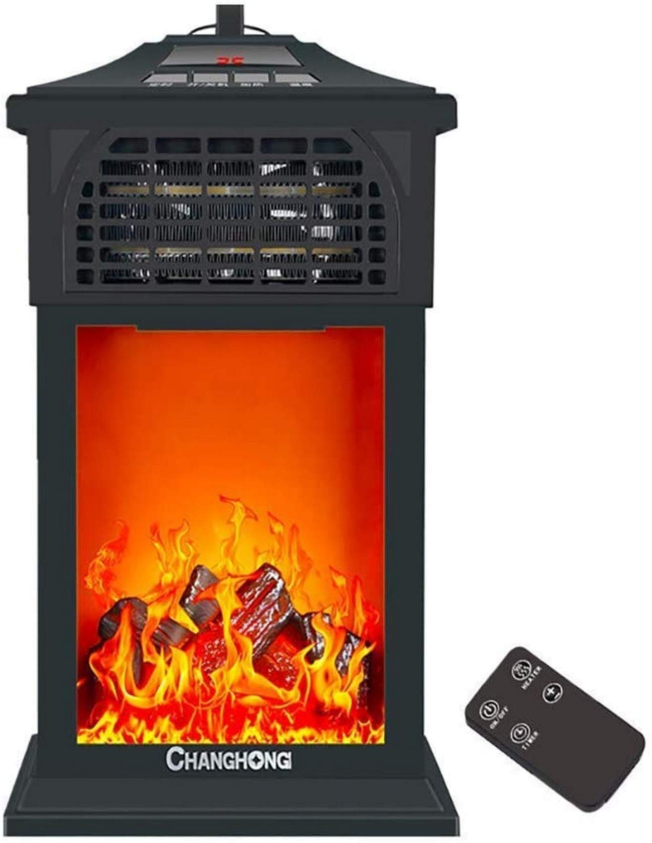 3D Ceramic Flame Electric Fireplace Heater with Remote Control, Adjustable Thermostat, Tilt & Overheat Protection - Perfect for Bedroom, Living Room, and Office Warmth