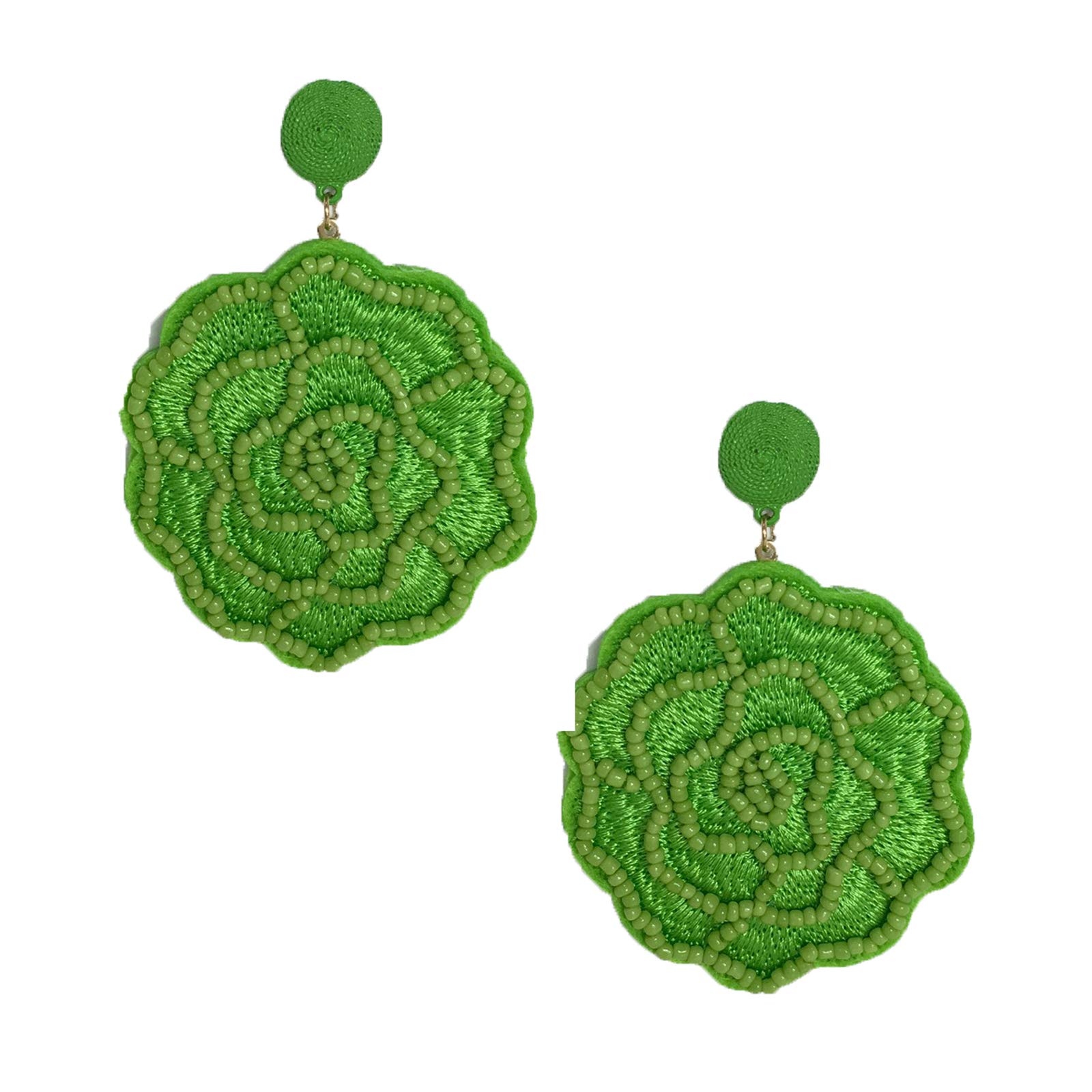 B Jewelry Collection Frida Bright Floral Statement Drop Earrings for Women - Handmade Boho Dangle Earrings with Colorful Flowers - Perfect for Weddings, Parties & Boho Fashion