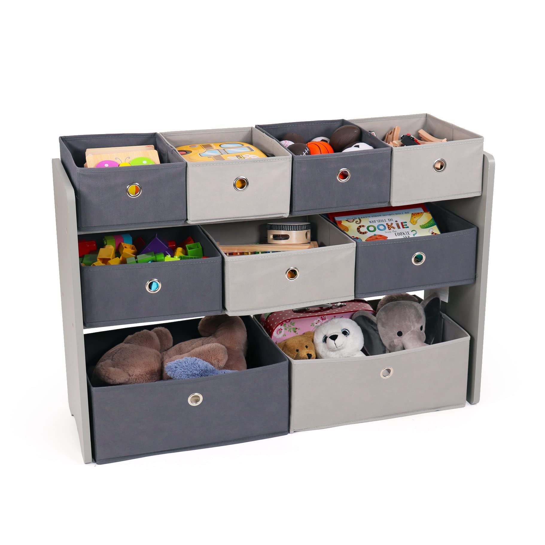Humble Crew 9-Bin Toy Storage Organizer with Removable Fabric Bins - Light Grey Playroom Organizer for Toddlers & Kids - Nursery, Bedroom & Playroom Organization Solution - Perfect for Storing Toys, Books & Kids' Essentials