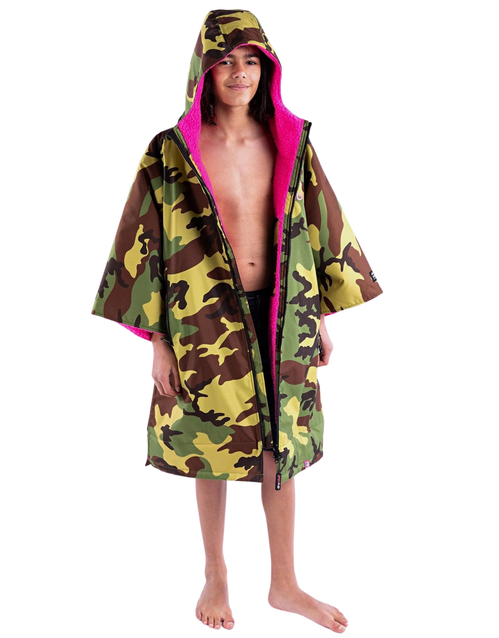 Kids Camo Pink Short Sleeve Robe for Boys & Girls Ages 5-9 Years - Soft Bathrobe for Home, Sleepwear & Lounging