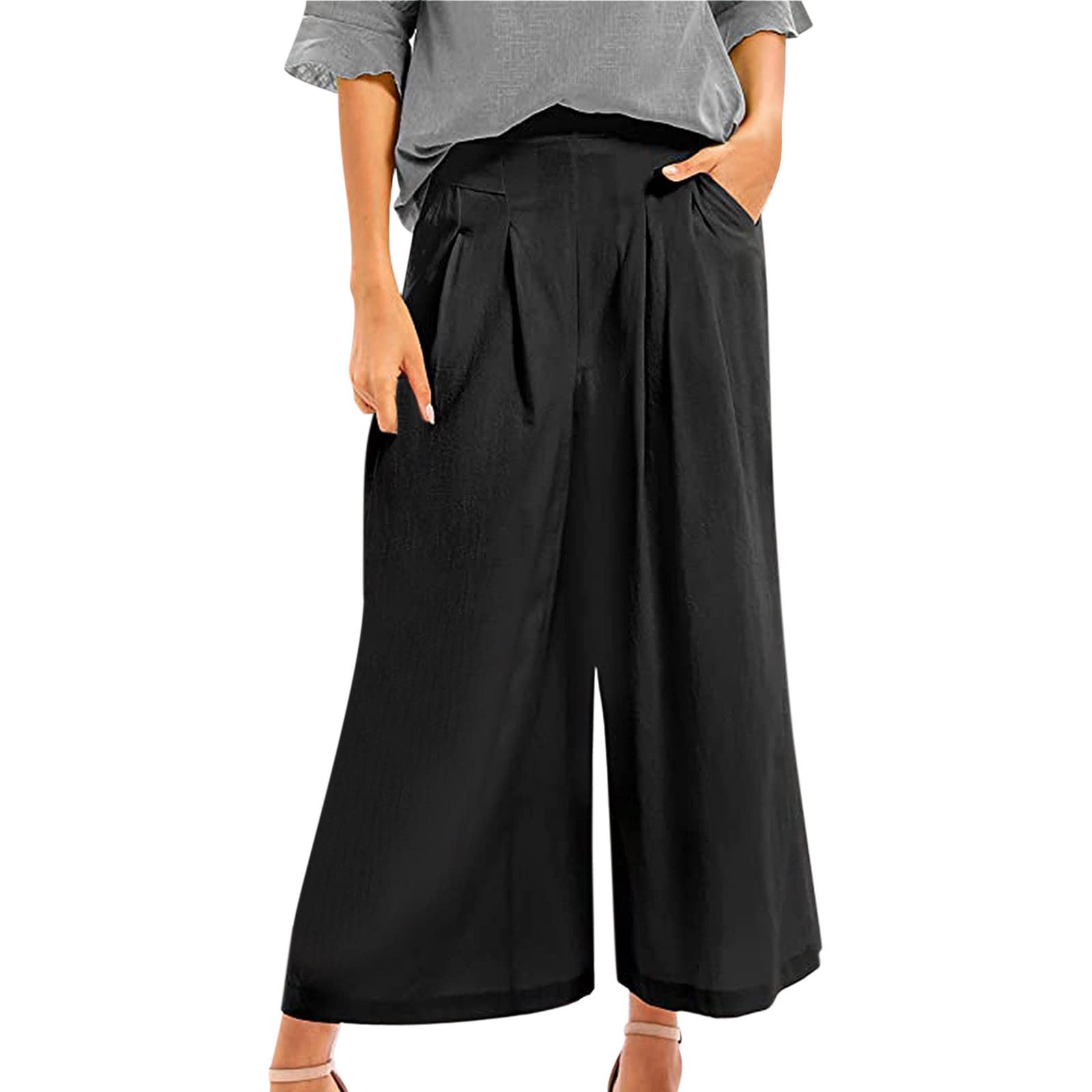 WOCACHI Women's Capri Yoga Pants - Loose Wide Leg Lounge Sweatpants with Drawstring & Pockets | Comfortable Stretchy Casual Pajama Pants for Yoga, Home, Travel & Relaxation