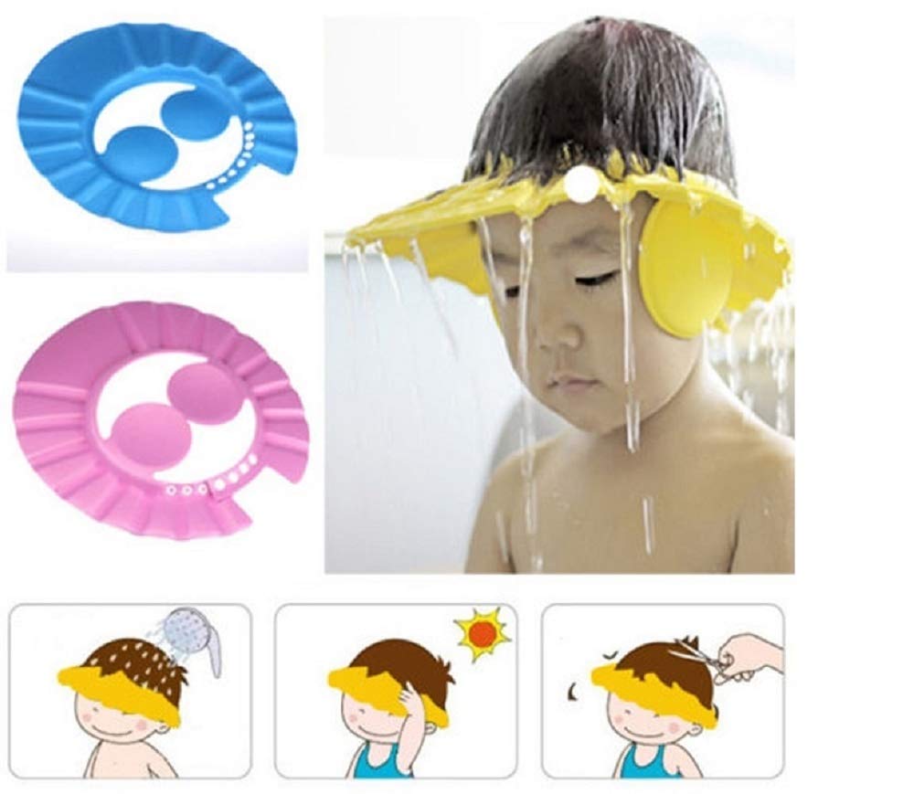 NMZ Safe Baby Shower Cap - Soft Plastic Bath Hat for Kids & Toddlers - Waterproof Hair Protector for Bath Time (Multi-Color, 1-Pack) - Perfect for Gentle Hair Care During Baby Baths & Toddler Showers
