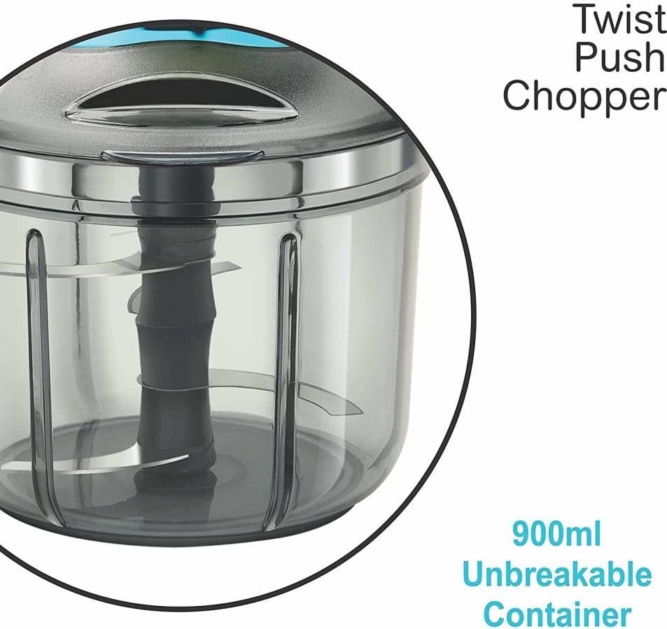 HAPPI Manual Push Chopper 900ml - Stainless Steel Blade Hand Press Vegetable Chopper for Cutting Salad, Onion, Chilly - Perfect for Kitchen, Meal Prep & Healthy Cooking (Green)