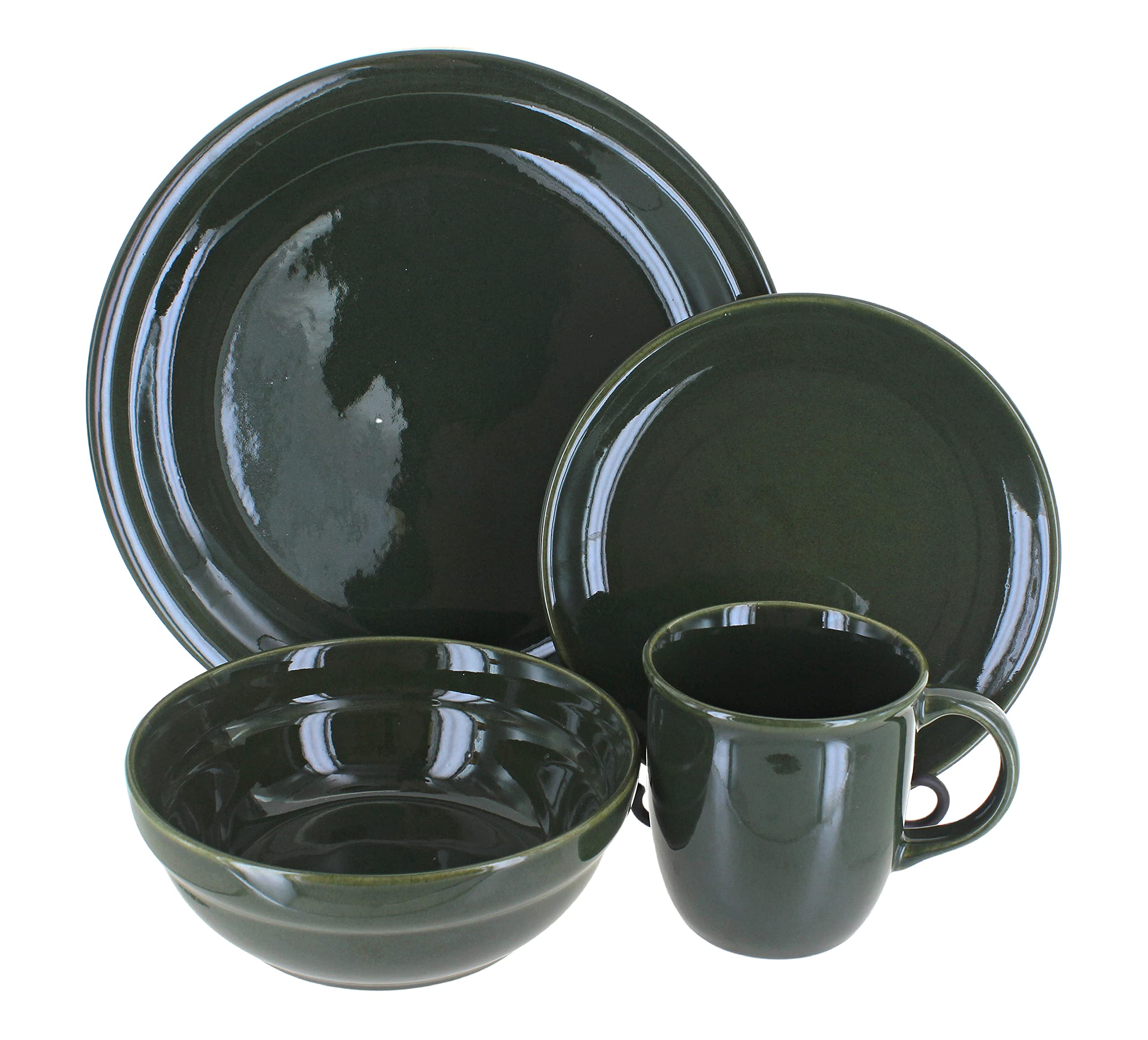 Blue Rose Polish Pottery 16-Piece Dinnerware Set - Elegant Floral Design Stoneware Plates, Bowls & Mugs - Perfect for Family Dinners, Holiday Entertaining & Special Occasions