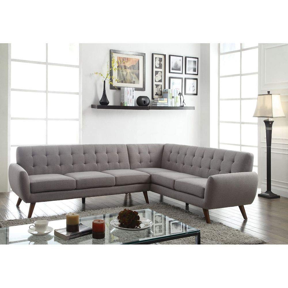 TITA-DONG Essick Light Gray Linen Sectional Sofa 52765 - Modern Living Room Furniture for Small Spaces & Family Gatherings