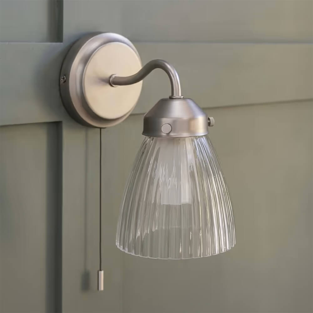 Satin Nickel Bathroom Wall Light - Modern Vanity Sconce for Bathroom Mirror Lighting, Perfect for Powder Room, Spa, or Master Bath Decor