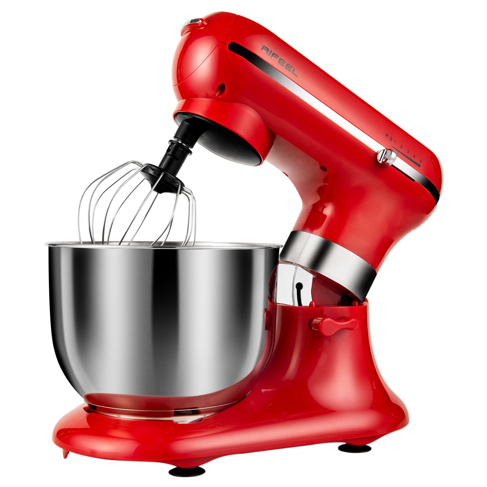 AIFEEL 7.5QT+5.5QT Stand Mixer - Professional Tilt-Head Electric Kitchen Mixer with Stainless Steel Bowls, Dough Hook, Egg Whisk & Splash Guard (Red) - Perfect for Baking Cakes, Cookies, Bread & More