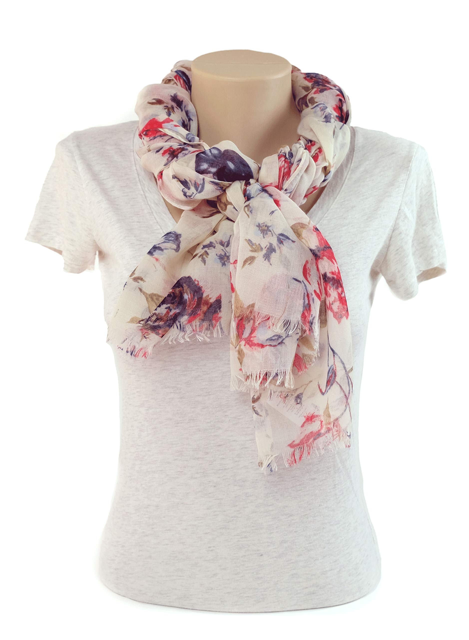 Stylish MIMOSITO Lightweight Floral Scarf for Women - Fashionable Wrap Shawl for Fall & Winter - Perfect for Office, Travel and Casual Outfits