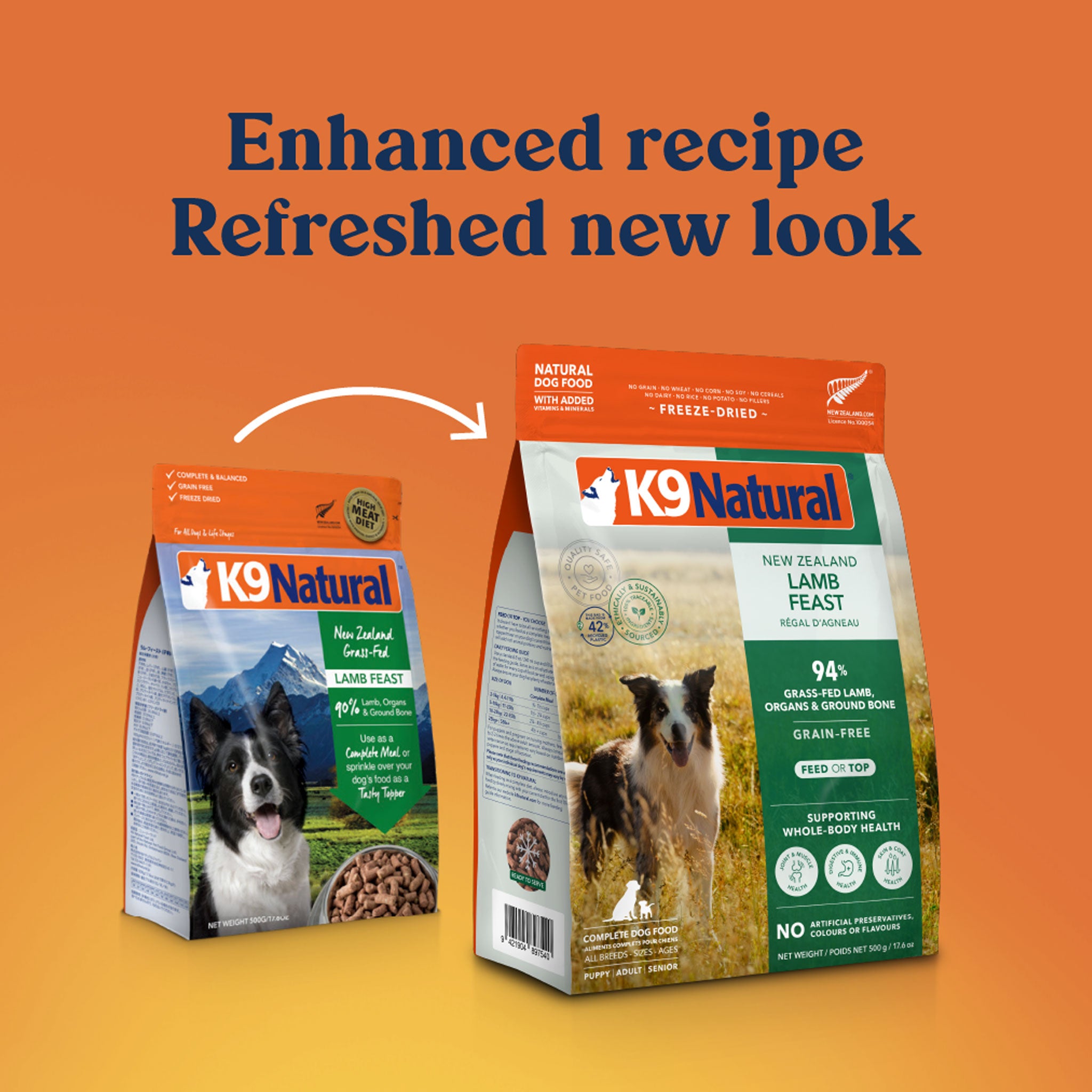 Premium Freeze-Dried Lamb Dog Food by K9 Natural - Grain-Free, High-Protein, All-Natural Treat for Small & Large Dogs - Perfect for Training, Travel & Outdoor Adventures