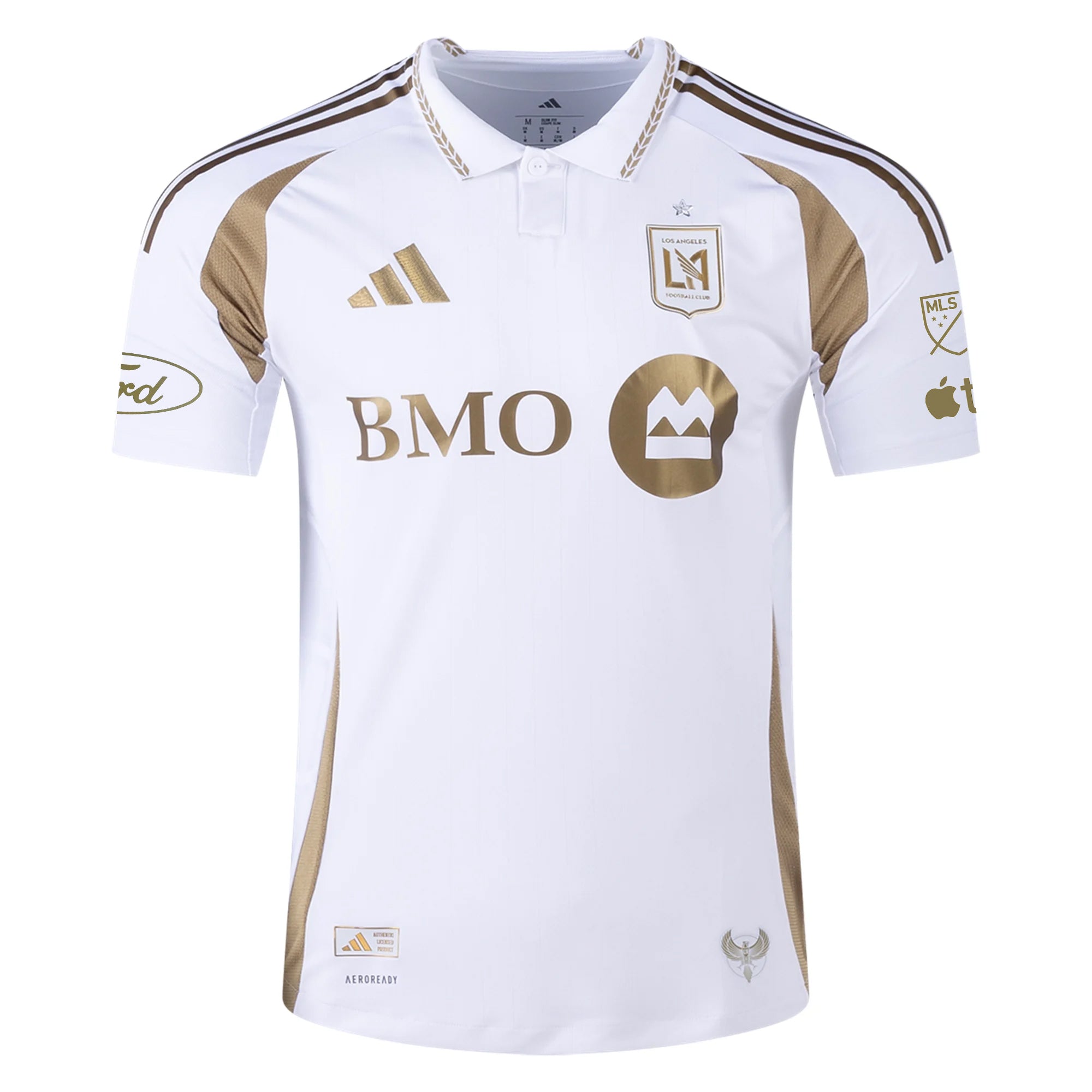 Adidas Jeremy Ebobisse LAFC Authentic Away Jersey 25/26 - White/Gold with MLS, Apple & Ford Logos | Official Soccer Jersey for Fans & Game Day
