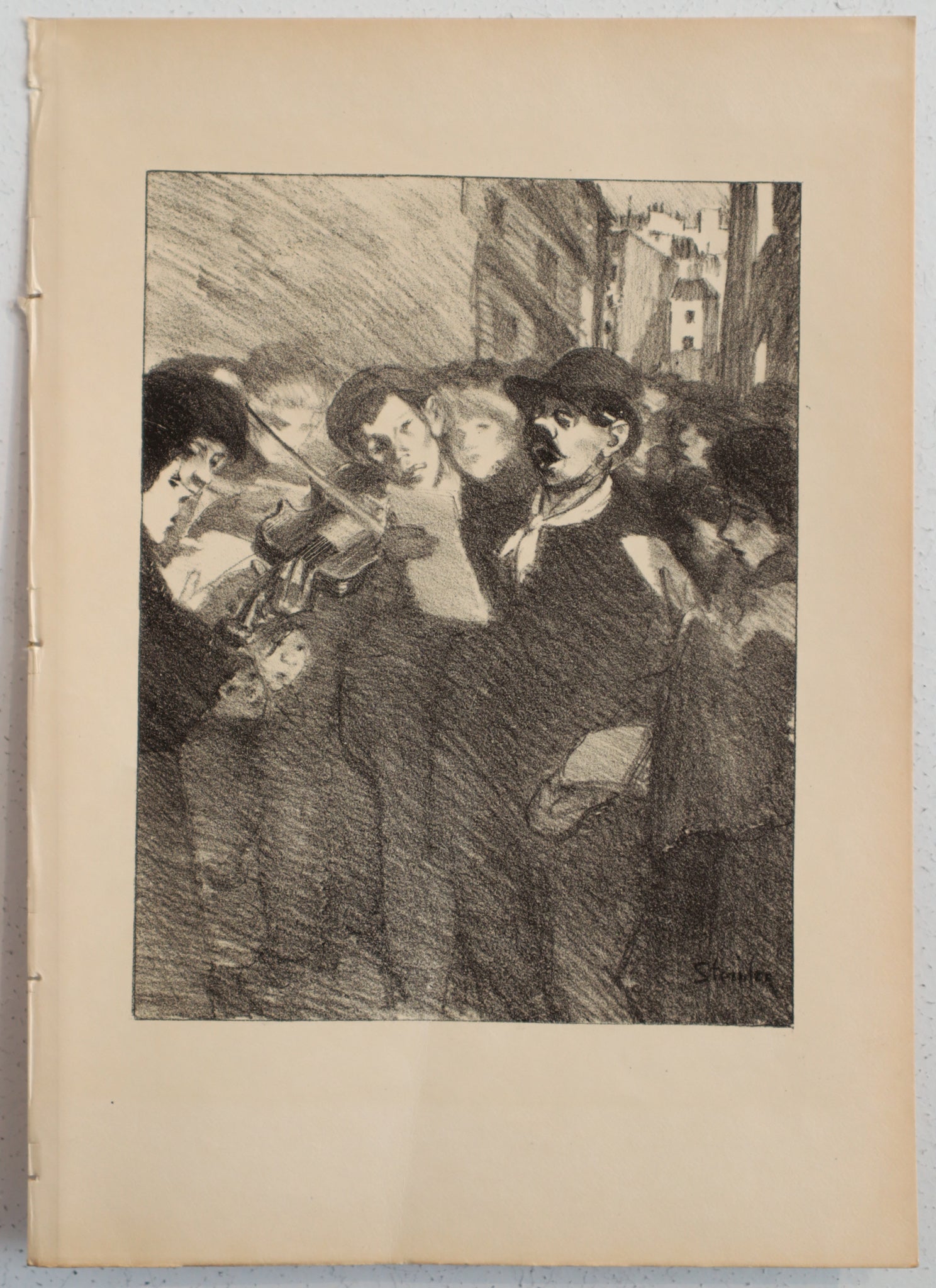 Original 1890s French Art Nouveau Illustration Print - Vintage Boisterous Men Wall Art Decor for Home, Office & Gallery Display