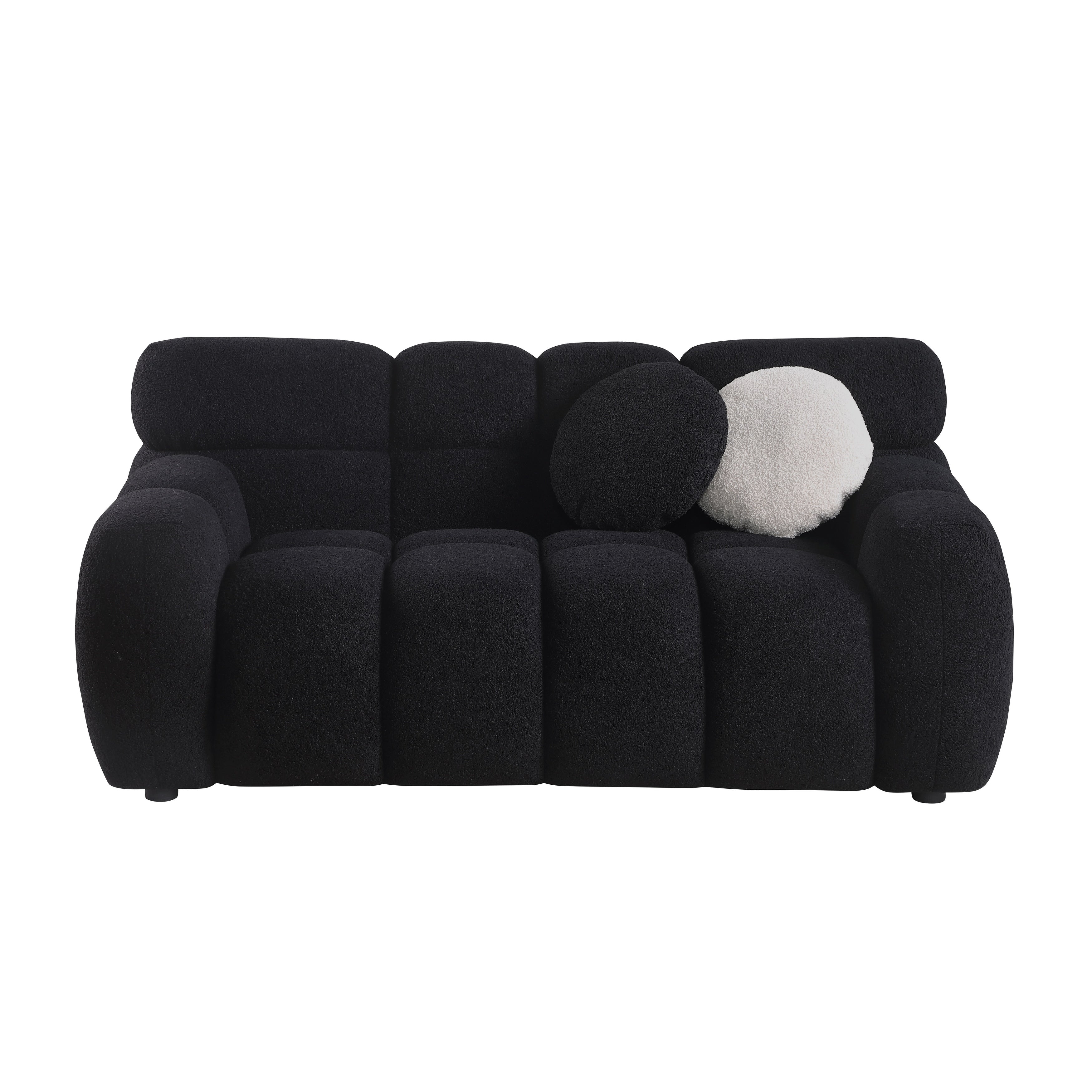 Luxury Beige Boucle Fabric 3-Seater Sofa - Marshmallow Cloud Design with Ultra Plush Cushions for Small Living Rooms & Apartments | Perfect for Cozy Lounging, Movie Nights & Modern Home Decor