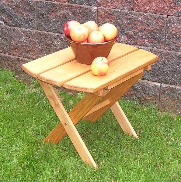 A&L Pine Wood Folding End Table - Compact Side Table for Small Spaces, Living Room, Bedroom, or Outdoor Use