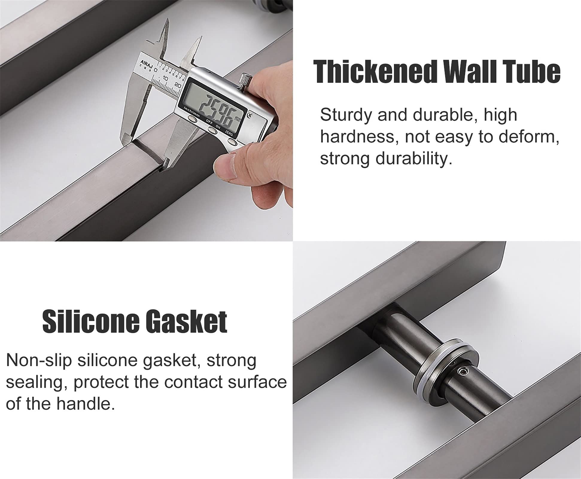 **24-Inch & 47-Inch Modern Square Entry Door Handle - Steel Push Pull Handle for Shower Glass Sliding Doors, Barn Doors & Interior/Exterior Doors - Includes Fittings (Rose Gold, 60cm) - Perfect for Home, Office & Commercial Spaces**