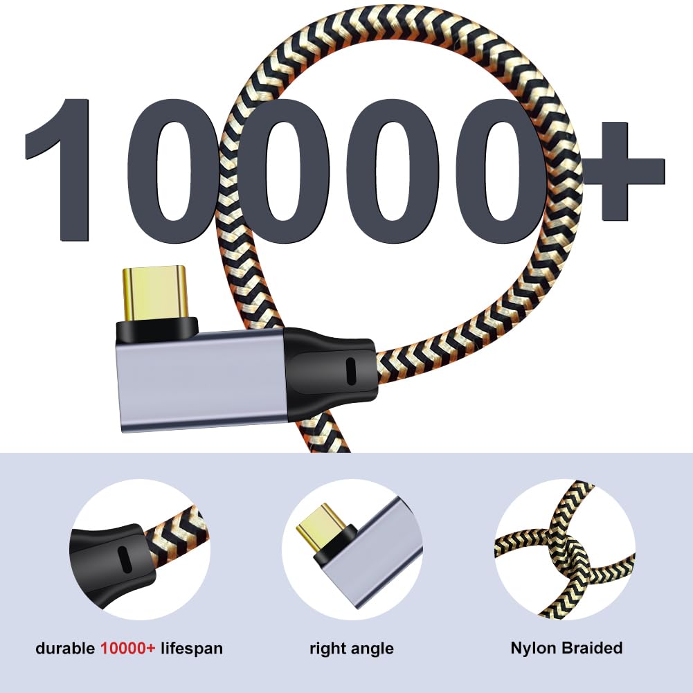 Durable Nylon Braided Right Angle USB C to USB B Printer Cable 0.5M - Compatible with MacBook Pro, Lexmark Printers, Scanners & Type-C Devices - Perfect for Home Office & Workspace Connectivity