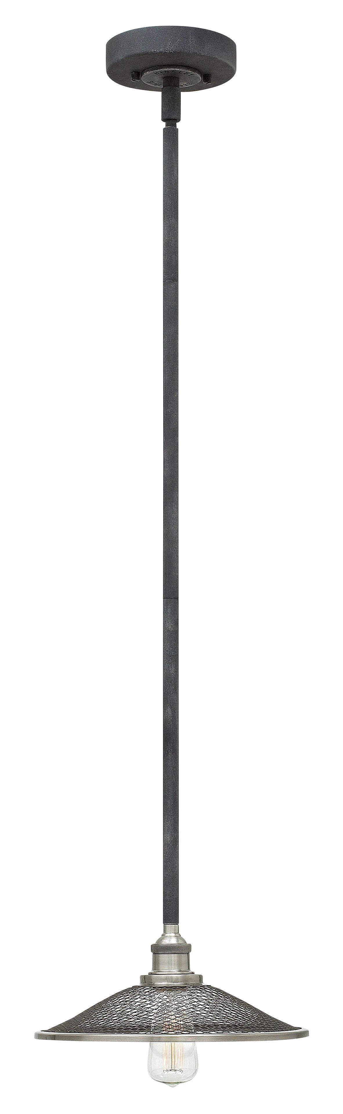 10W Rigby 1 Light Pendant in Aged Zinc - Vintage Industrial Ceiling Light for Kitchen Island, Dining Room & Bar Lighting