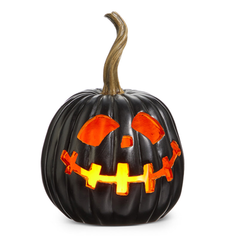 8 Lighted Black Jack O'Lantern Halloween Decor by Raz Imports - Perfect for Indoor & Outdoor Halloween Party Decorations