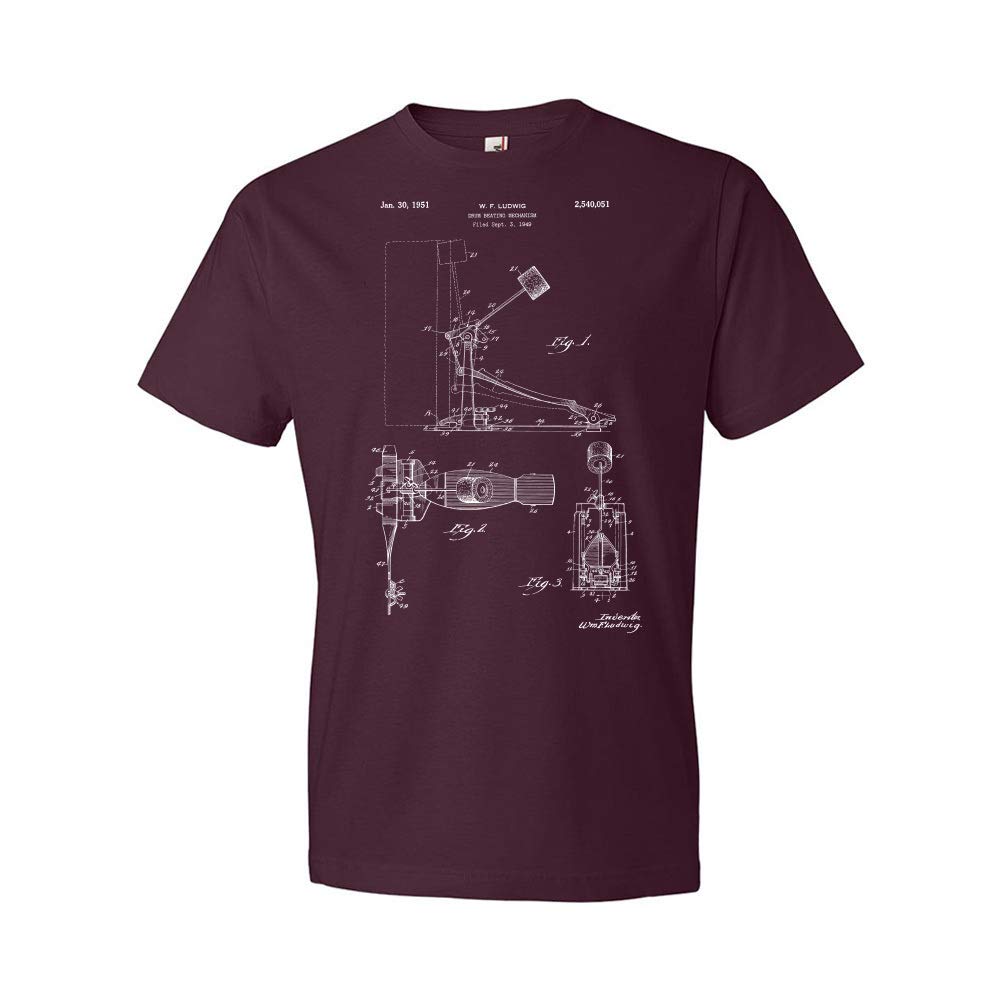 Bass Drum Pedal Patent T-Shirt - Unique Gifts for Drummers, Musicians & Teachers - Perfect for Music Lovers, Band Performances & Casual Wear