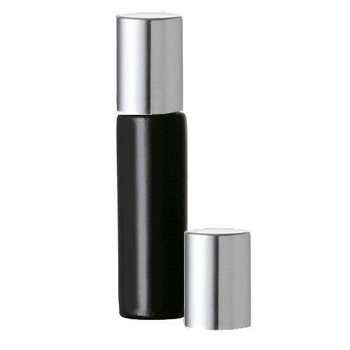 Premium Black Glass Roll-on Bottles with Silver Cap - 10ml Aromatherapy Essential Oil Perfume Containers (Set of 3) for DIY Fragrance Blending, Travel & Gift Giving