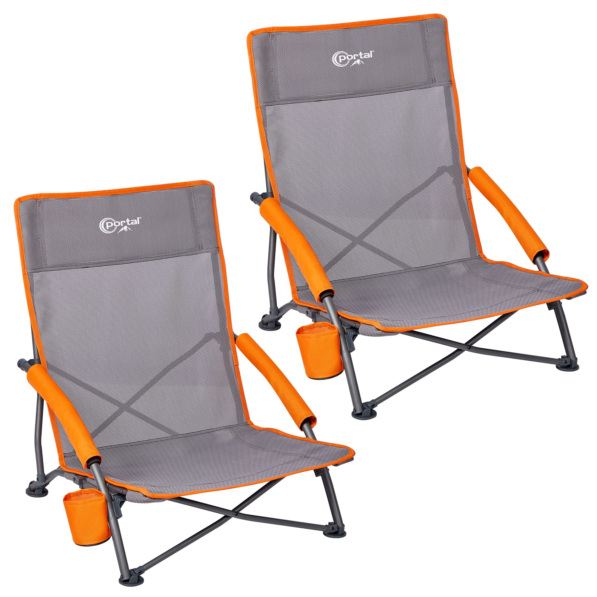 Best Lightweight Portable Beach Chair for Adults - 300LBS Capacity, Low Camping Chair with Cup Holder & Mesh Back, Foldable Outdoor Chair with Carry Bag - Perfect for Beach, Picnic, Travel, Concert & Festival Use