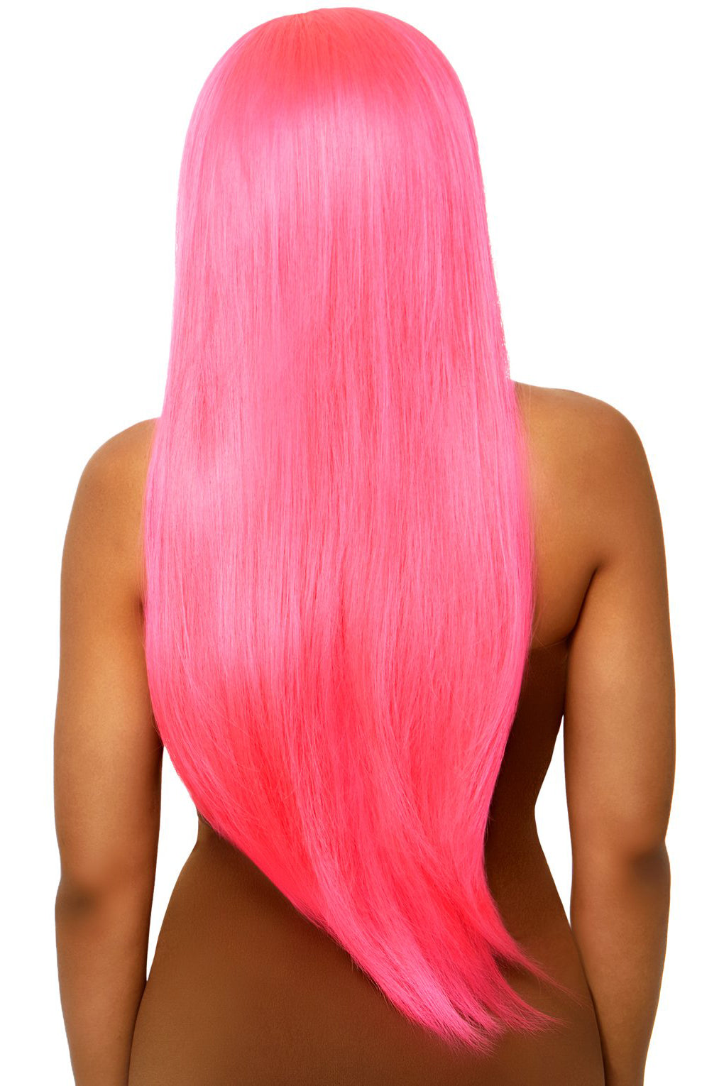 Long Straight Neon Pink Synthetic Wig for Cosplay, Halloween, Costume Parties & Themed Events – Perfect for Anime, Manga & Fantasy Looks