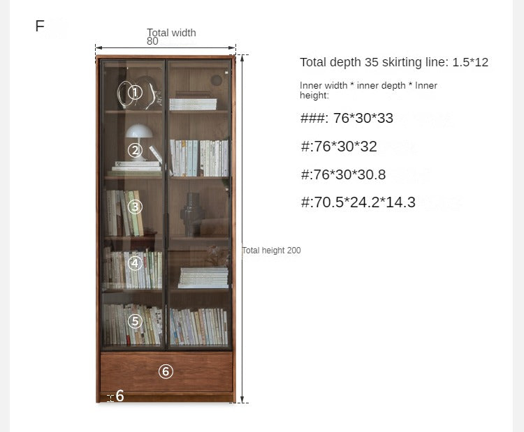 Black Walnut Solid Wood Bookcase - Free Standing Adjustable Bookshelf for Living Room, Office & Study | Modern Home Storage Furniture
