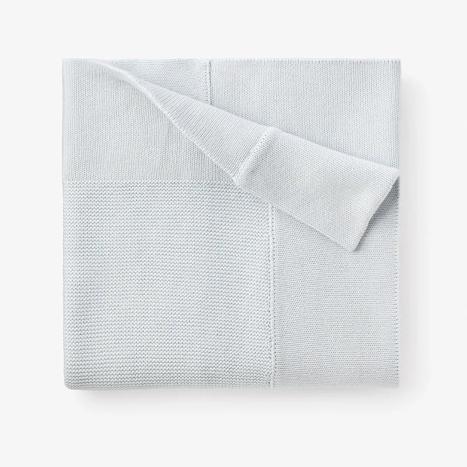 Soft Pale Blue Sofia + Finn Knit Baby Blanket - Premium Organic Cotton Newborn Swaddle & Stroller Blanket for Boys & Girls - Perfect for Nursery, Travel & Photo Shoots