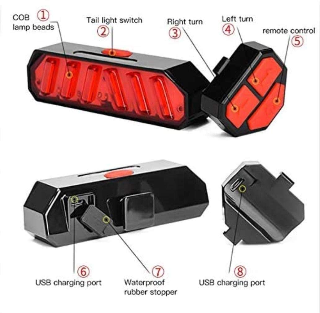 USB Rechargeable 100 Lumens LED Smart Bike Tail Light - Waterproof Bicycle Rear Light with Remote Control for Road Bikes, Mountain Bikes & Commuting - Night Riding Safety Gear for Cycling, Jogging & Outdoor Activities