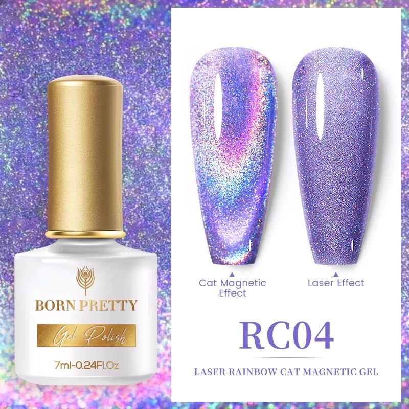 Born Pretty Reflective Cat Eye Gel Nail Polish - Long Lasting UV LED Soak Off Glitter Nail Lacquer for Salon & Home Manicures