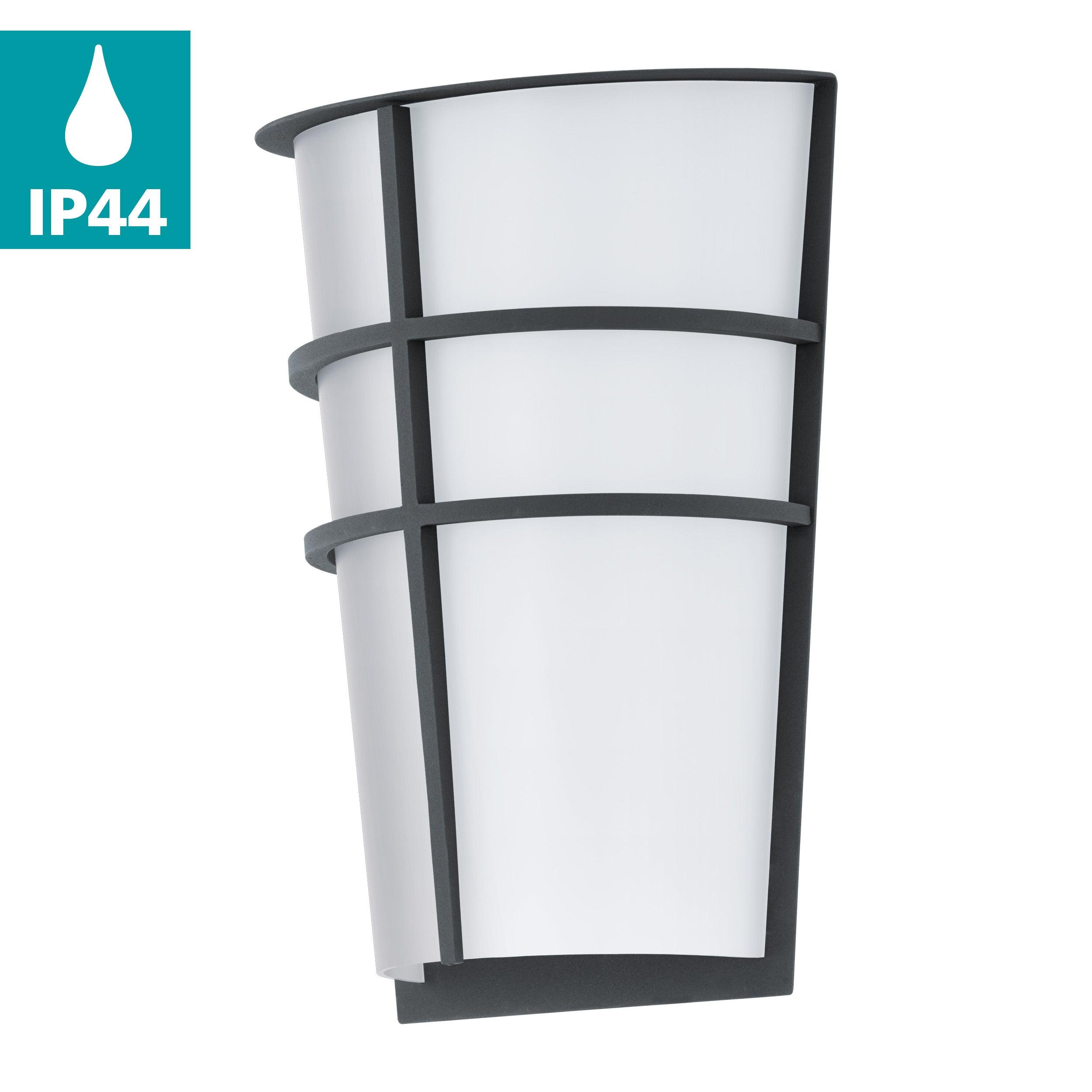 Eglo Breganzo Grey IP44 LED Outdoor Wall Light - Waterproof Exterior Lighting for Patio, Garden, Porch & Backyard