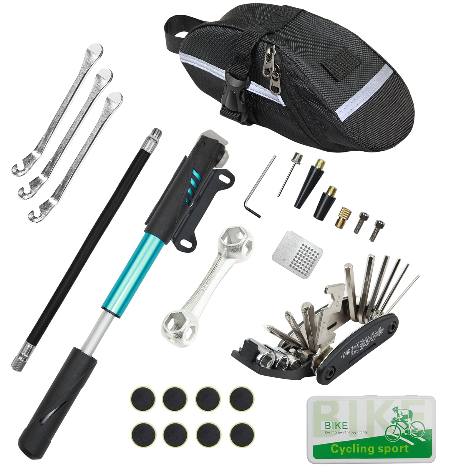 CHUMXINY 16-in-1 Bike Repair Kit with 120Psi Mini Pump & Tire Patches - Complete Bicycle Maintenance Tool Set for Mountain, Road & Commuter Bikes - Perfect for On-the-Go Cycling Repairs & Emergency Tire Fixes