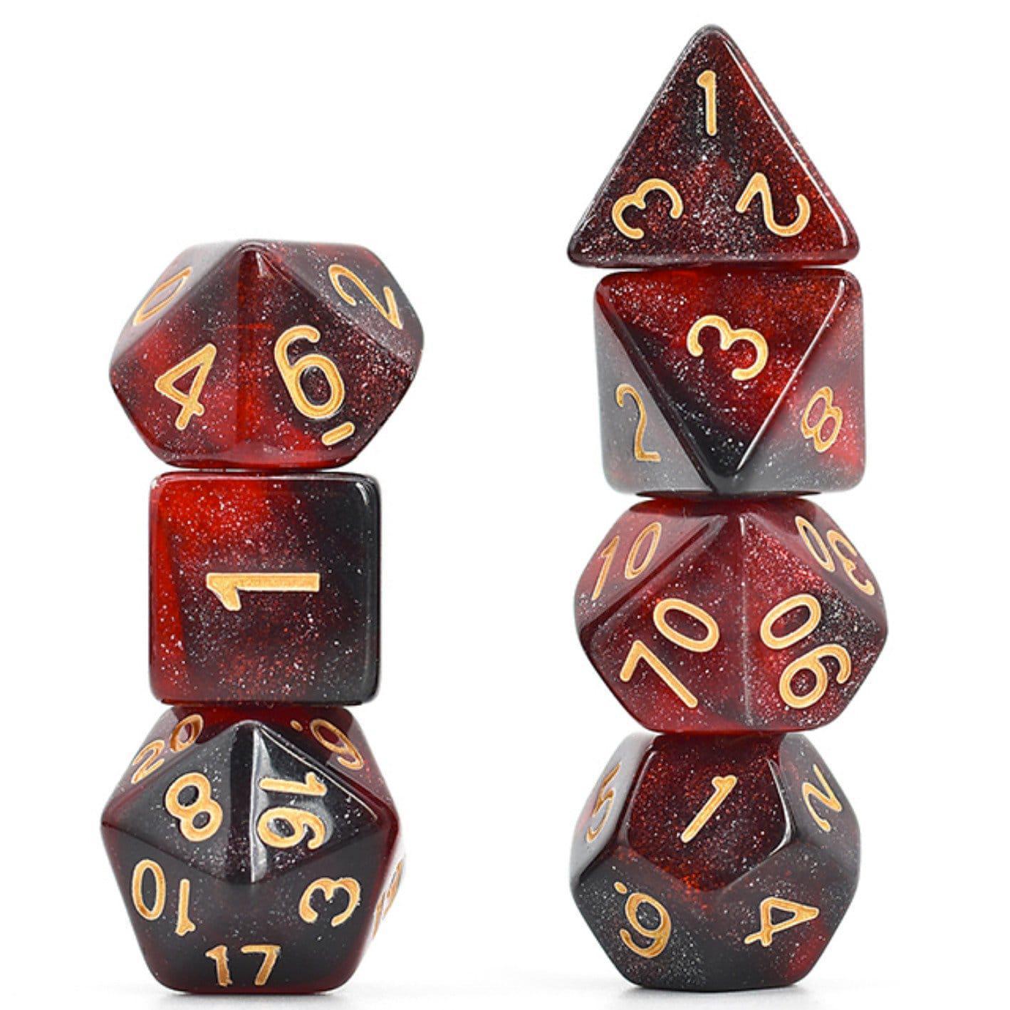 Black & Red Galaxy 7-Dice RPG Set for Dungeons & Dragons, Pathfinder & Tabletop Games - Premium Polyhedral Dice for Roleplaying & Board Games
