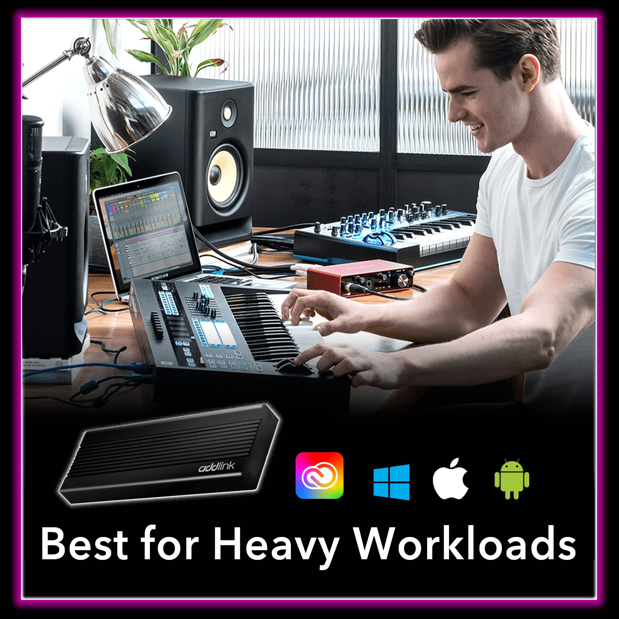 Addlink P20 1TB External SSD Portable Solid State Drive - USB 3.2 Gen2 (1050MB/s), USB-C, 3D TLC - Compatible with PC, Mac, Linux, Android, PS4/PS5, Xbox One, Smart TV - High-Speed Storage for Gaming, Video Editing & Data Backup (Made in Taiwan)