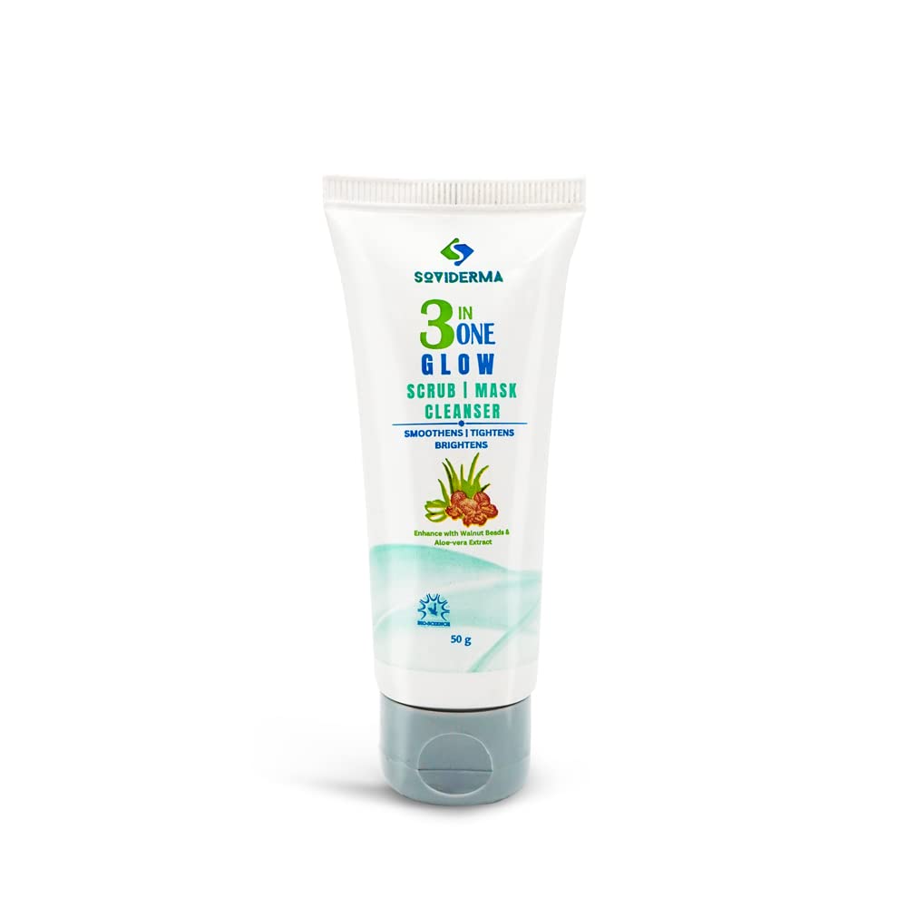 Soviderma Ultimate 3-in-1 Facial Scrub, Mask & Cleanser for Glowing Skin | Exfoliating, Deep Cleansing & Pore Minimizing | Perfect for Daily Skincare Routine & Spa Night
